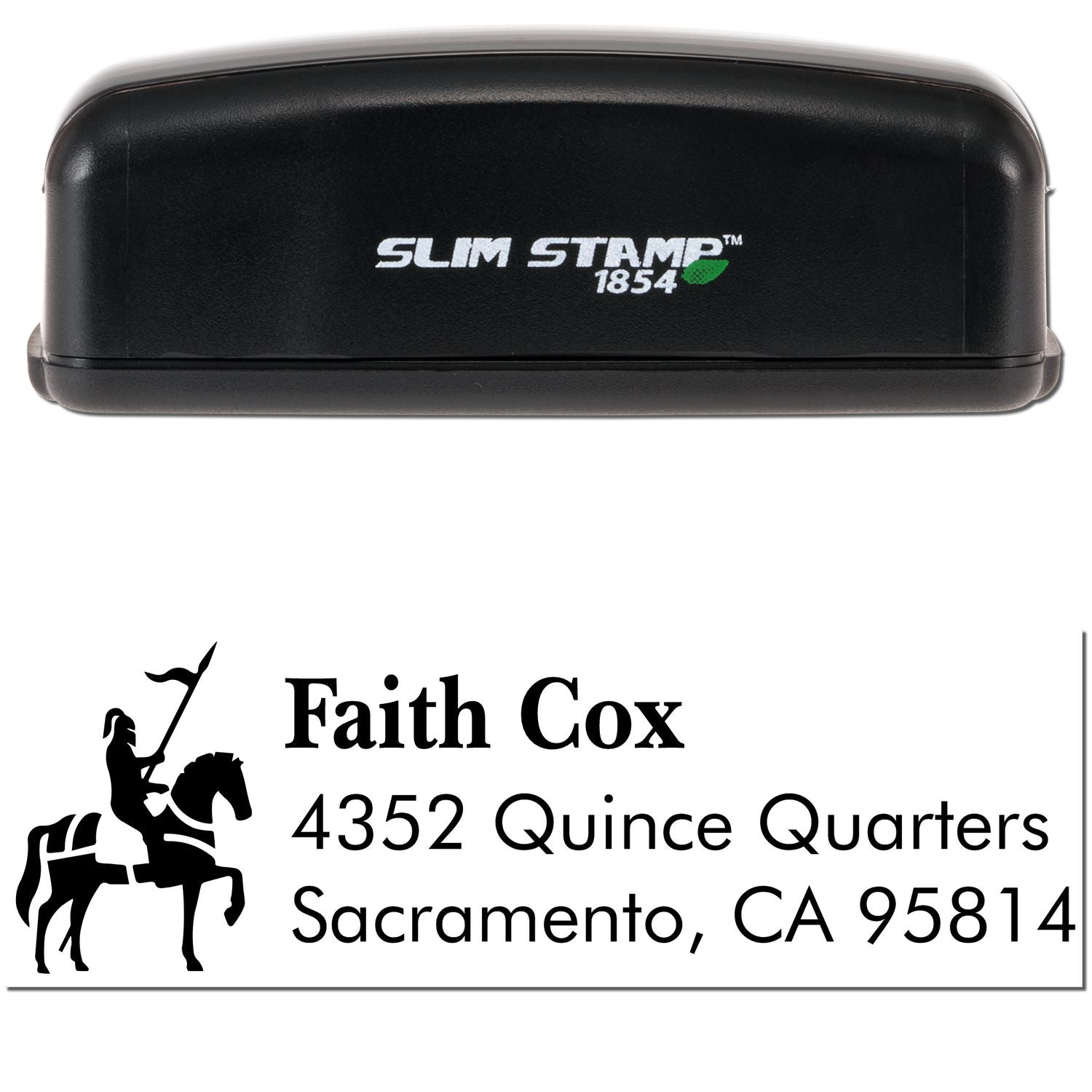 Slim Pre-Inked Gallant Knight Horse Personalized New Address Stamp