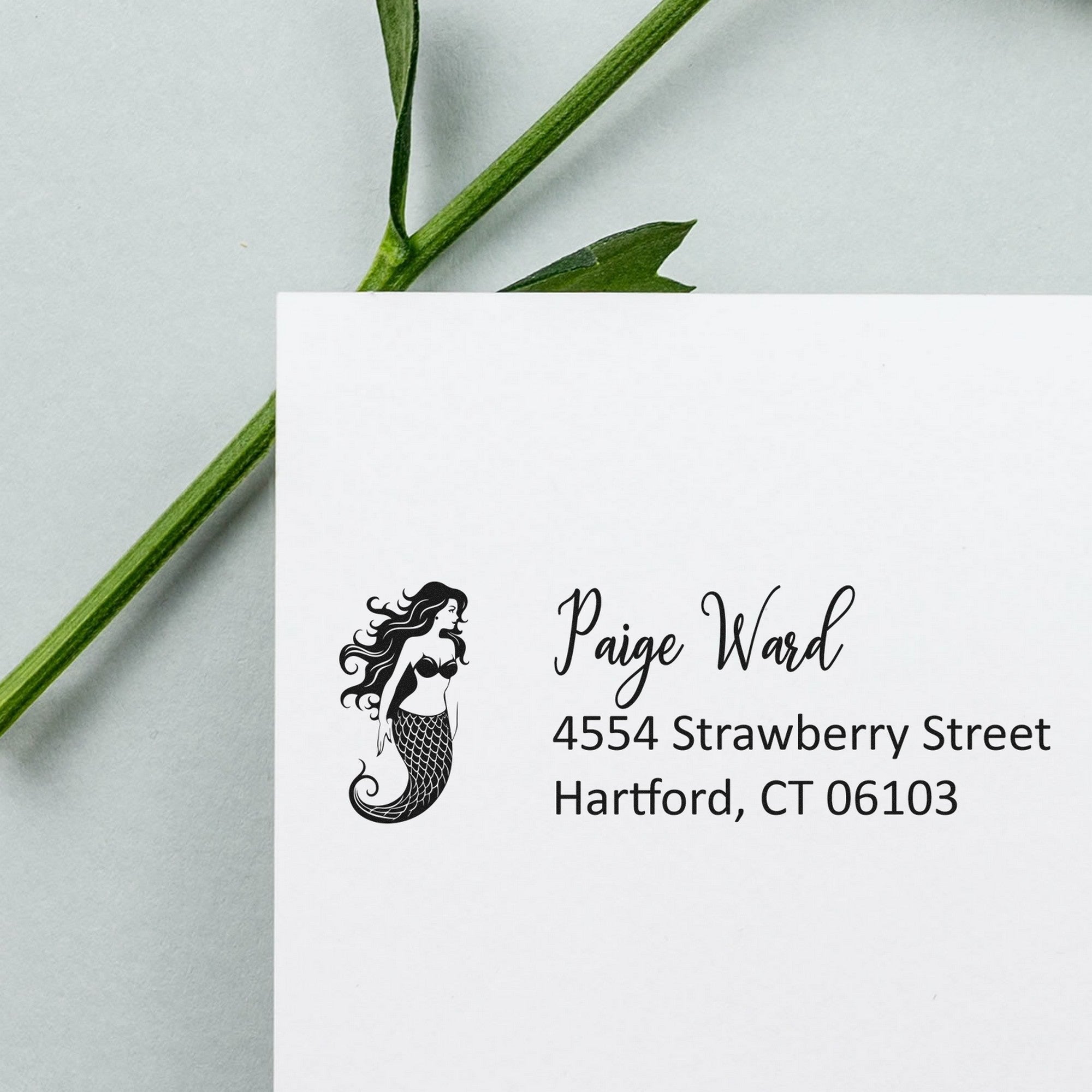 Self-Inking Siren's Call Mermaid Custom Mailing Address Stamp