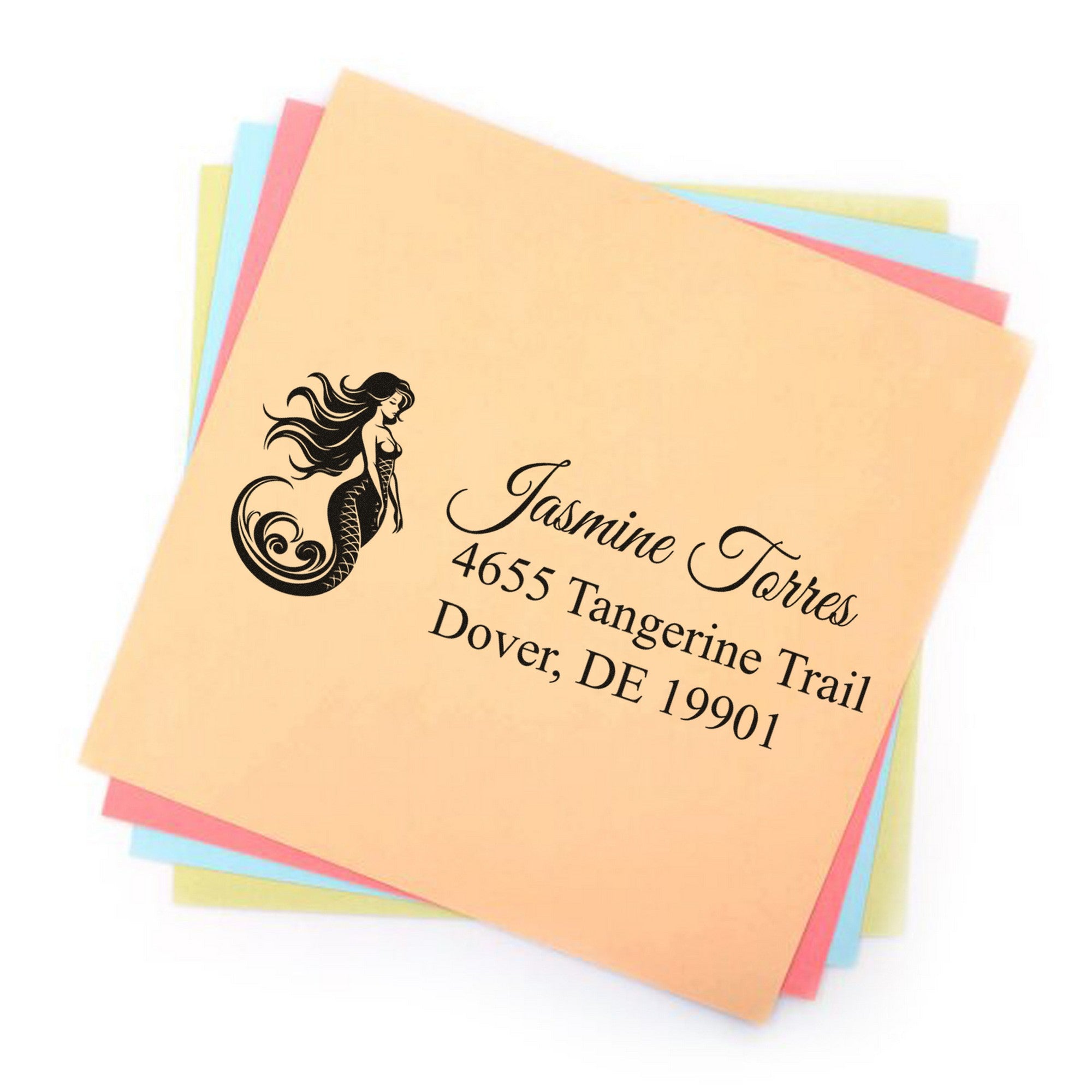 Self-Inking Mystic Mermaid Custom Mail Address Stamp