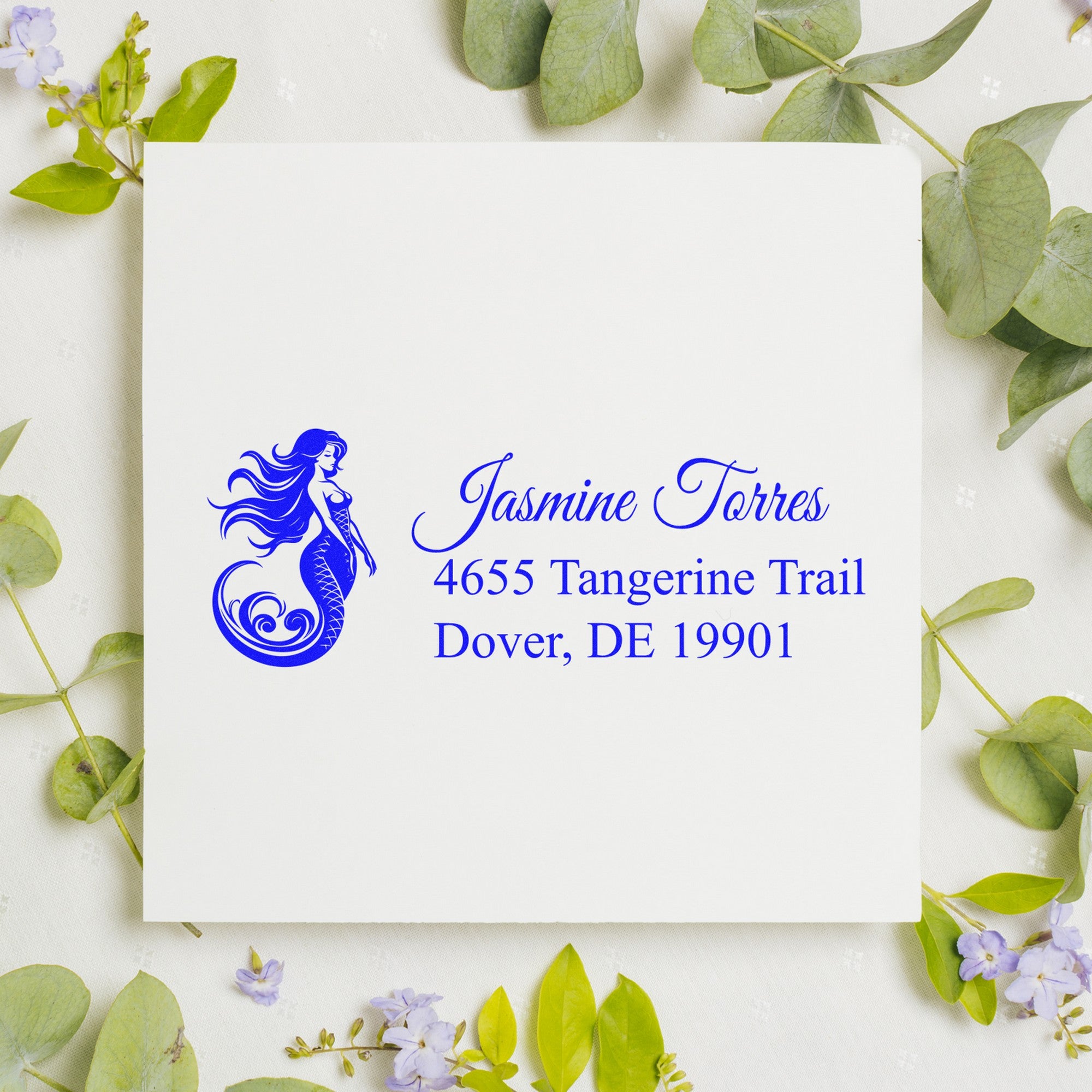 Slim Pre-Inked Mystic Mermaid Customized Home Address For Envelopes Stamp