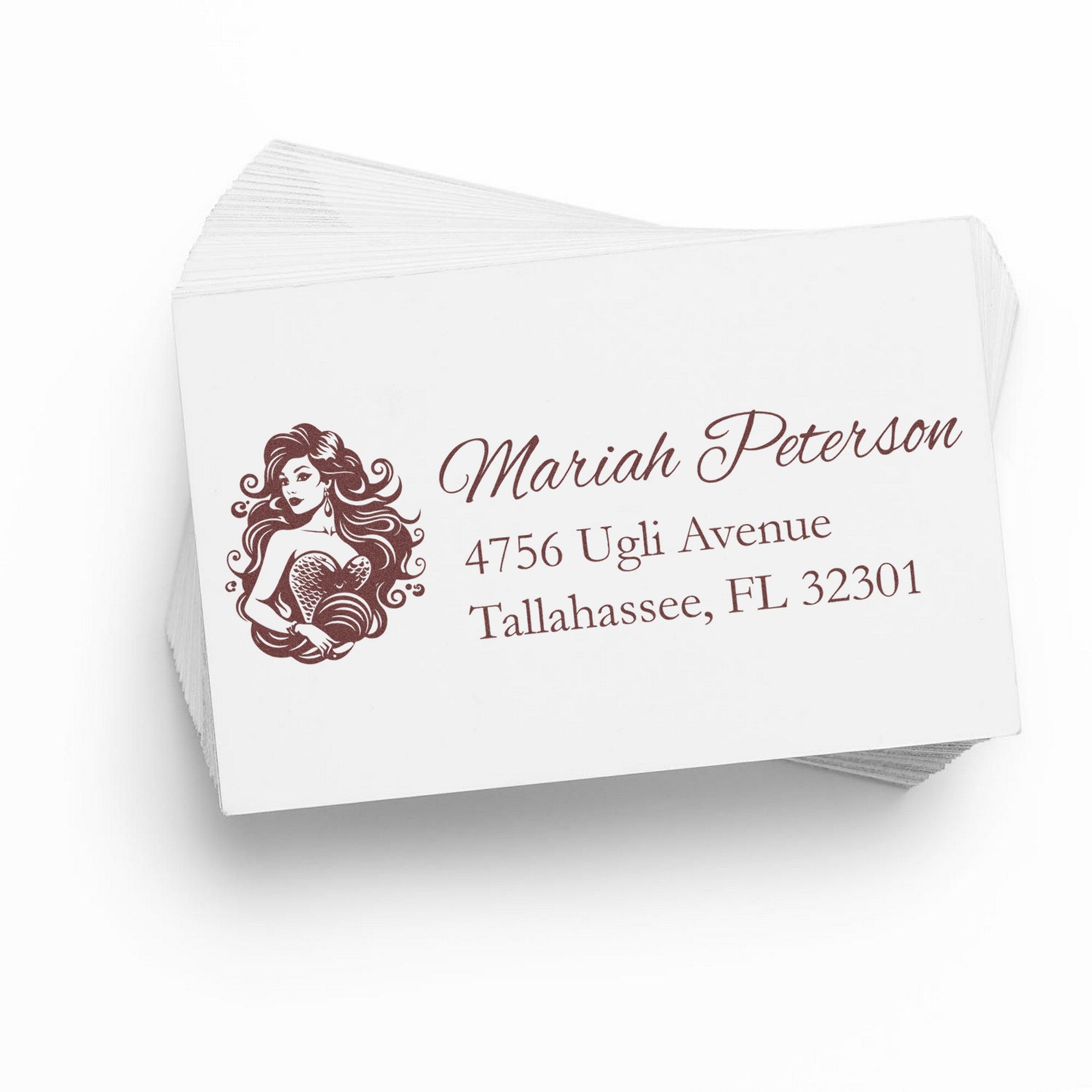 Slim Pre-Inked Mermaid's Charm Customized Address Label Stamp