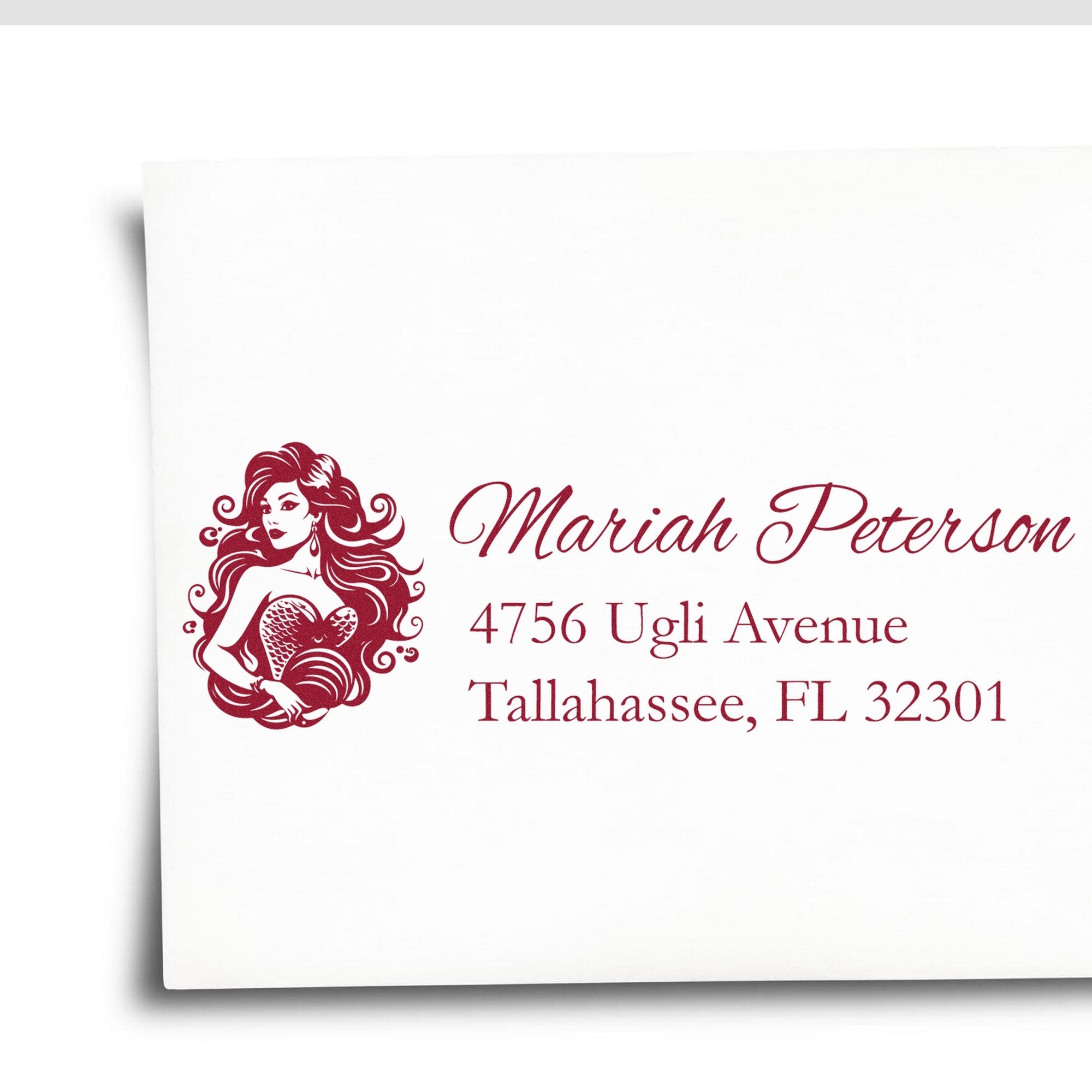 Mermaid's Charm Custom Name and Address Rubber Stamp