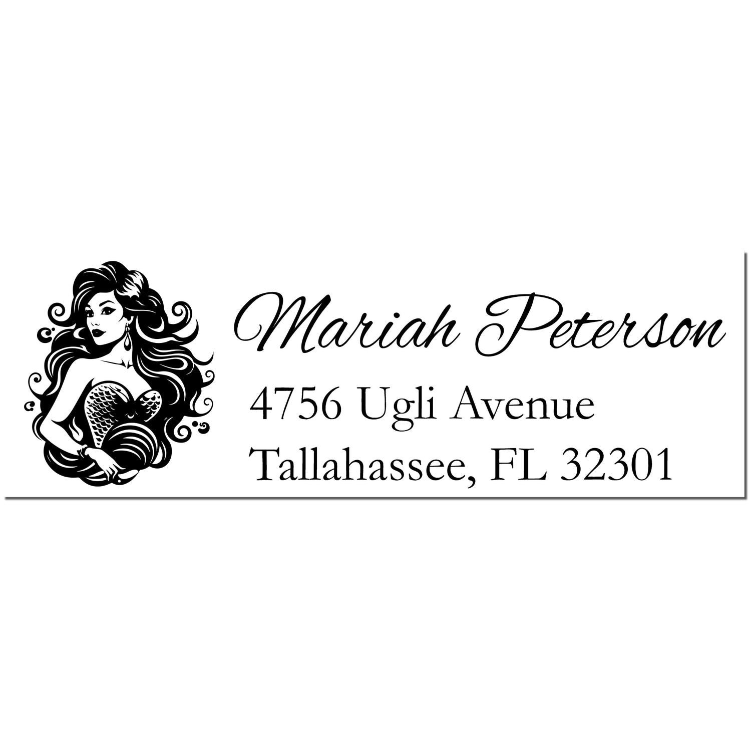 Slim Pre-Inked Mermaid's Charm Customized Address Label Stamp