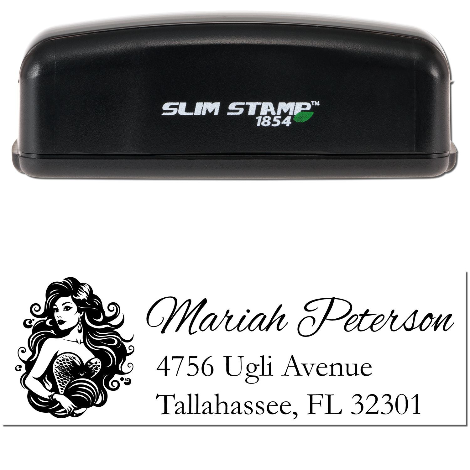 Slim Pre-Inked Mermaid's Charm Customized Address Label Stamp