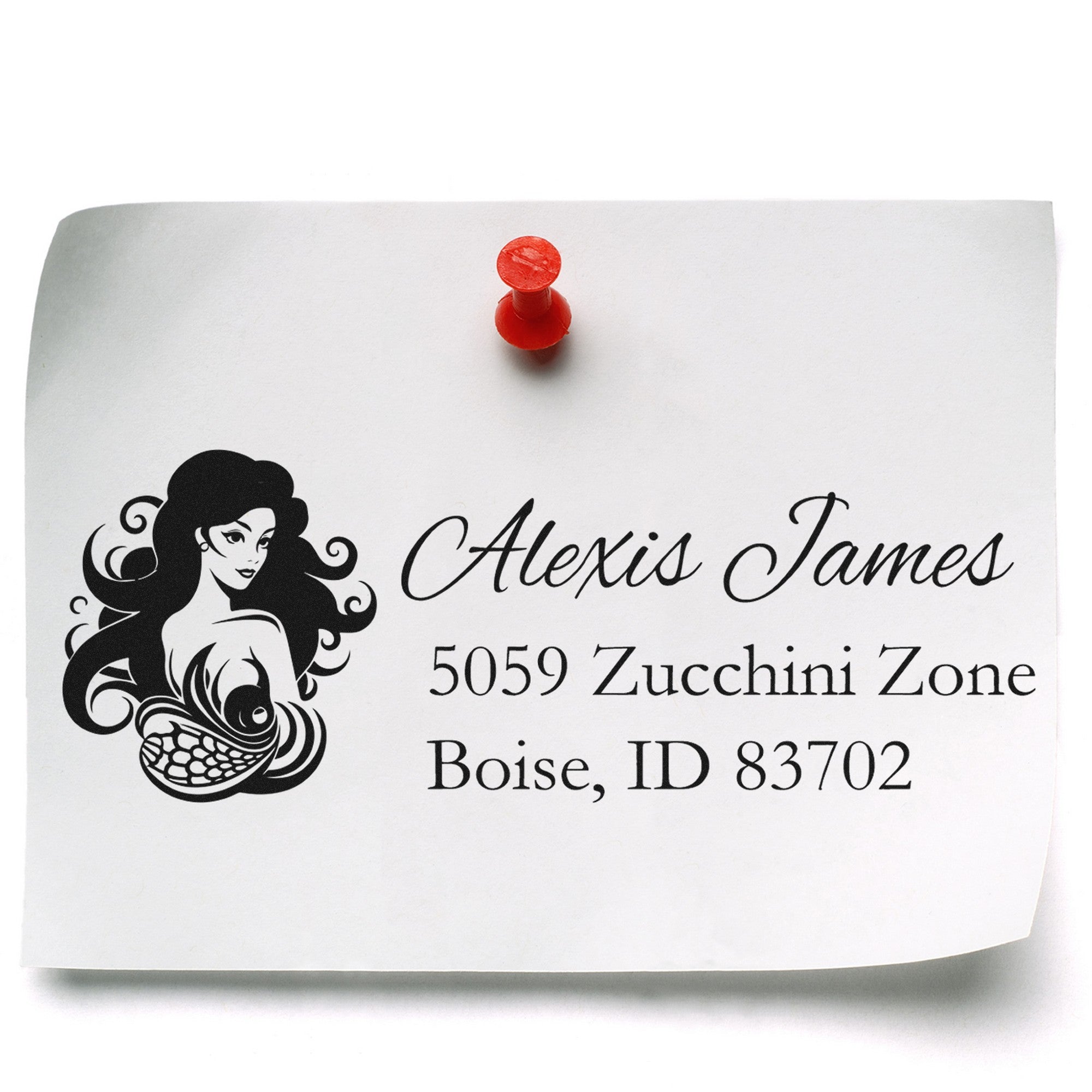 Pearl Princess Mermaid Custom Home Address Rubber Stamp