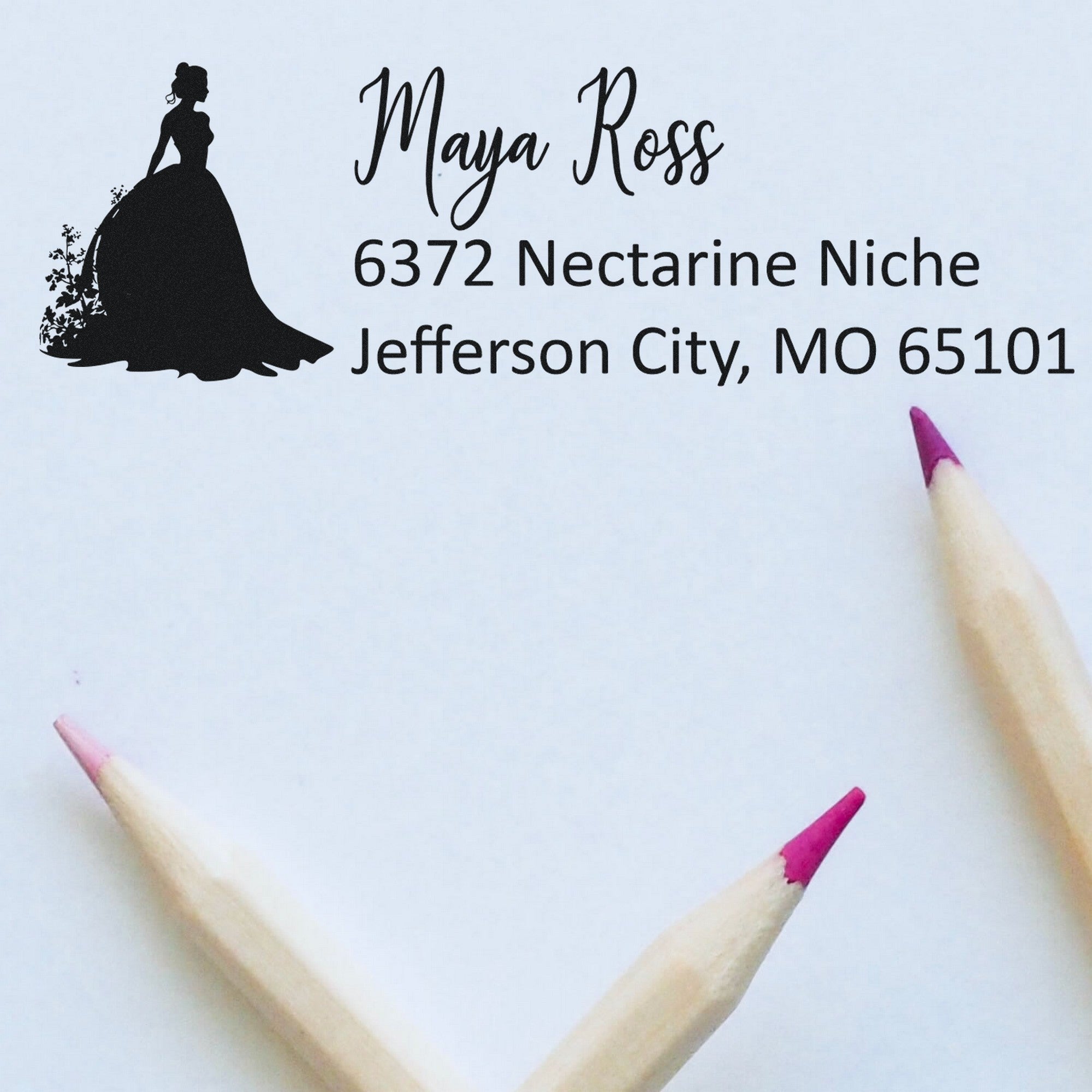 Self-Inking Delicate Amara Princess Personalized Address Stamp