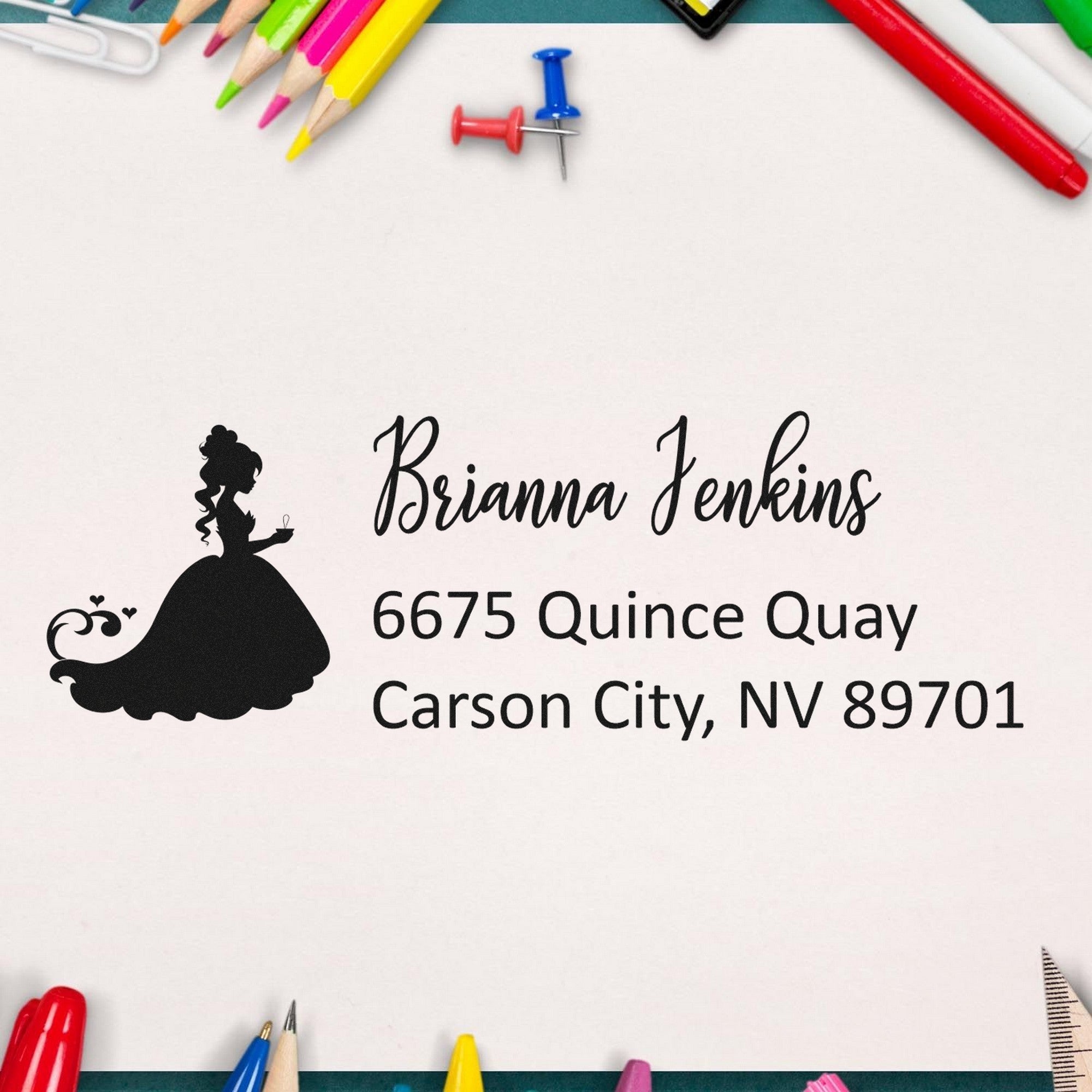 PSI Luminous Lucinda Princess Custom Address Label Pre-Inked Stamp