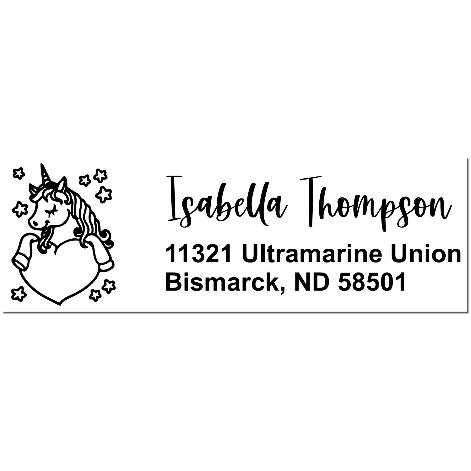 Mystic Moonbeam Unicorn Customize Name and Address Rubber Stamp