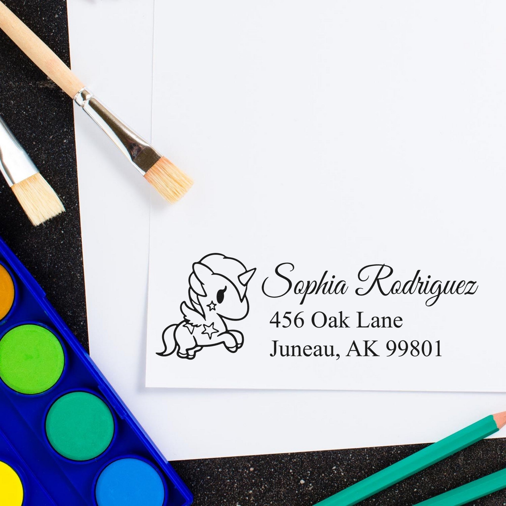 Self-Inking Enchanted Aurelia Magical Unicorn Custom Home Address Stamp