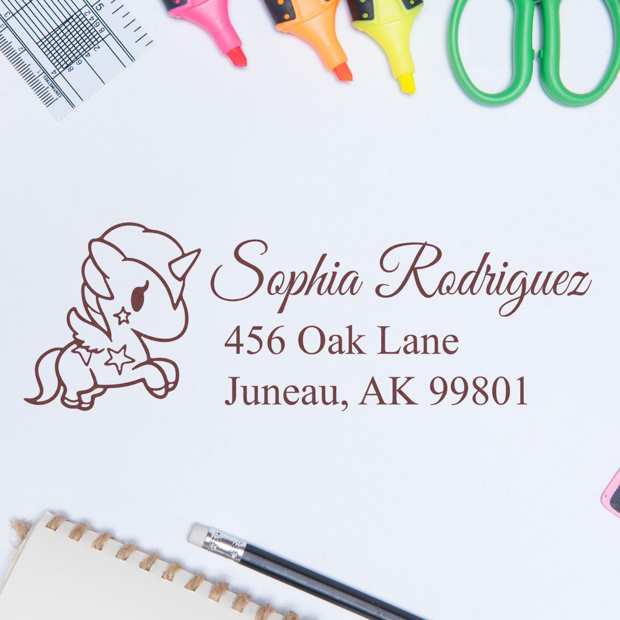 Self-Inking Enchanted Aurelia Magical Unicorn Custom Home Address Stamp