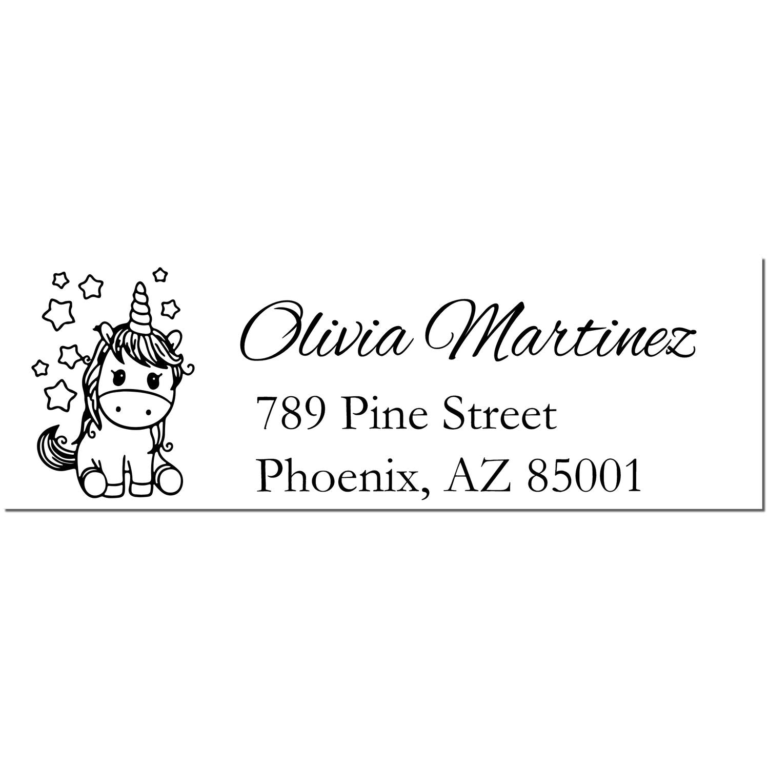 Glittering Glitterhoof Unicorn Customize Home Address Rubber Stamp