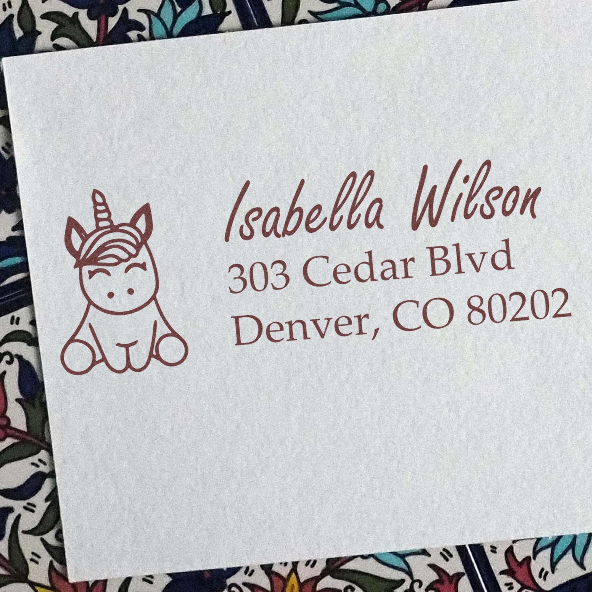 Shimmering Luminara Unicorn Customize Mail Address Rubber Stamp