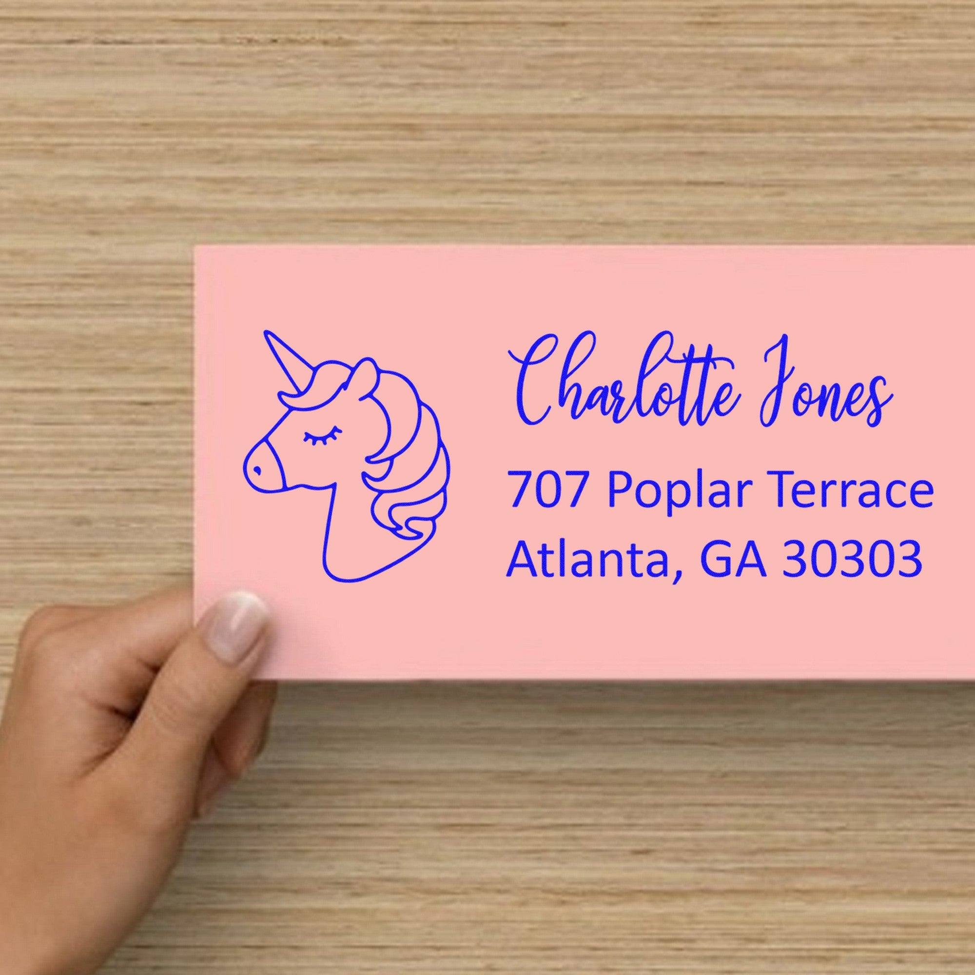 Tranquil Shimmergaze Unicorn Customizable Address Rubber Stamp