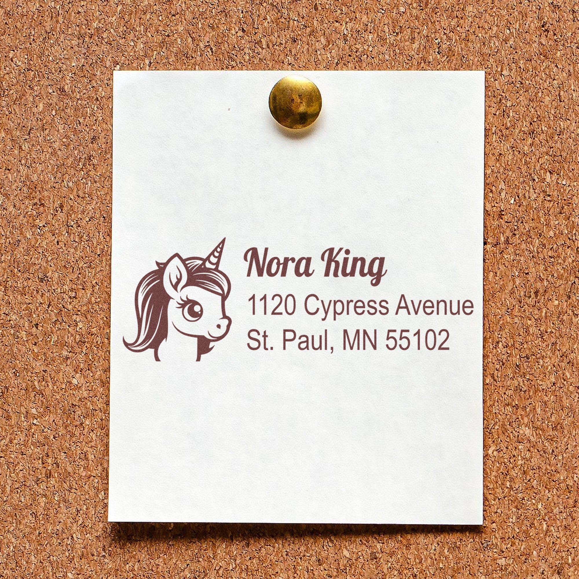 Sunlit Solarflare Unicorn Personalized Return Address Rubber Stamp