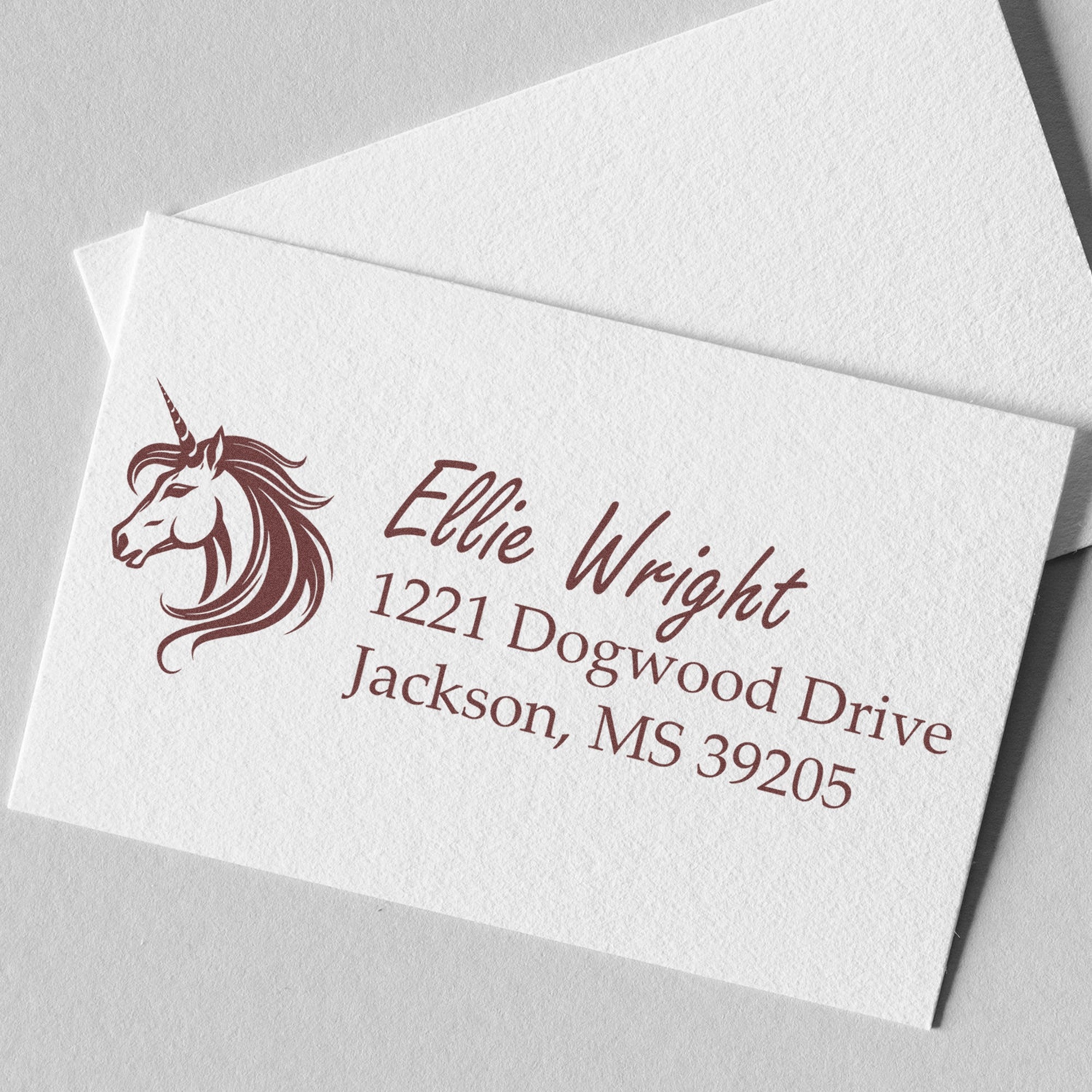 Dreamlike Mistymane Unicorn Personalized Name and Address Rubber Stamp