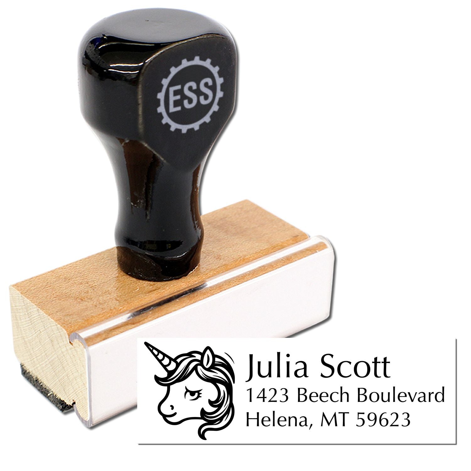 Roseate Roselush Unicorn Personalized Mail Rubber Stamp