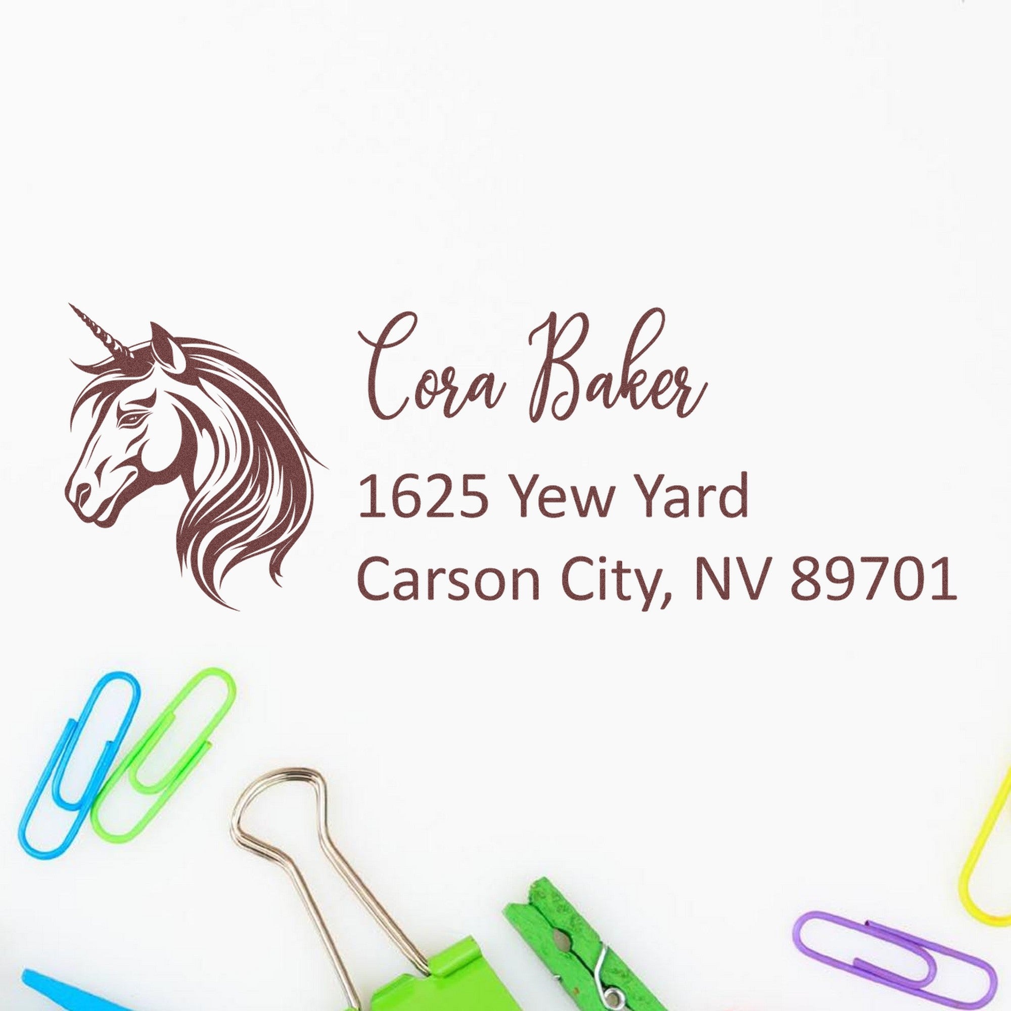 Emerald Emeraldglint Unicorn Personalized Address Return Rubber Stamp