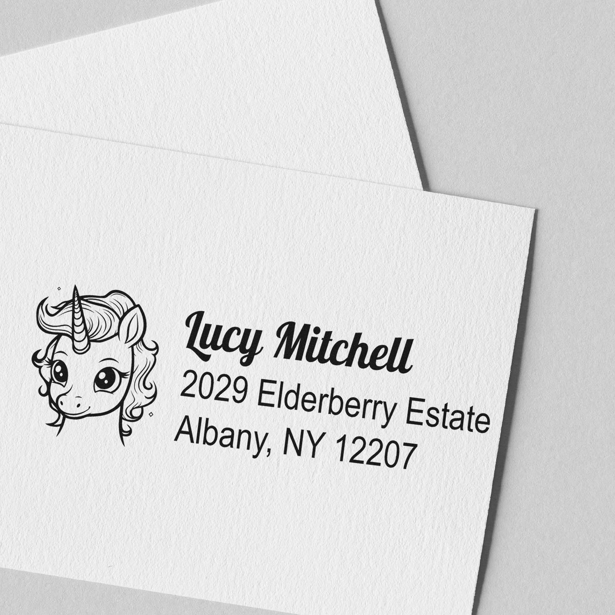 Golden Goldengleam Unicorn Personalized Home Address For Envelopes Rubber Stamp