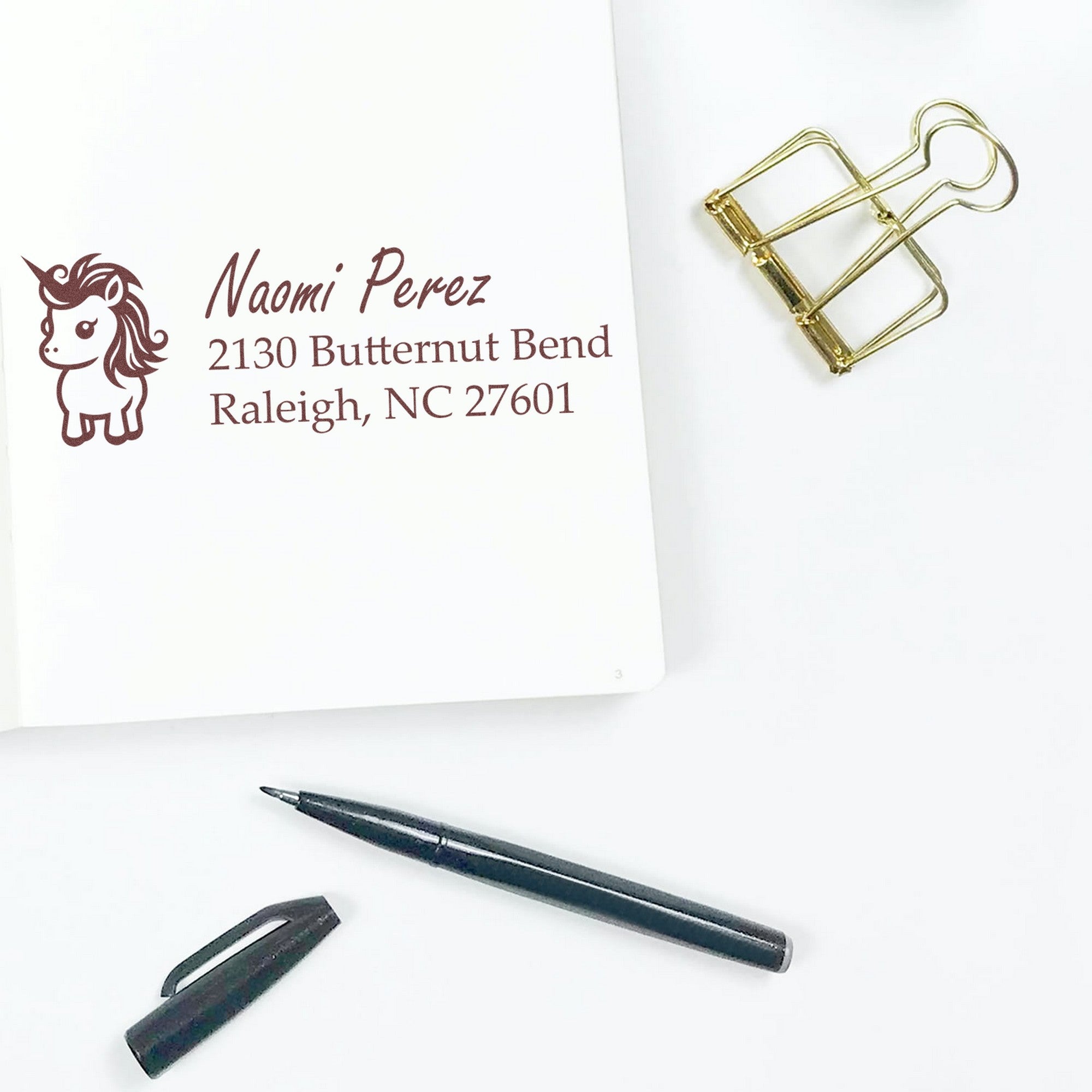 Pearl Pearldream Unicorn Personalized Address Label Rubber Stamp