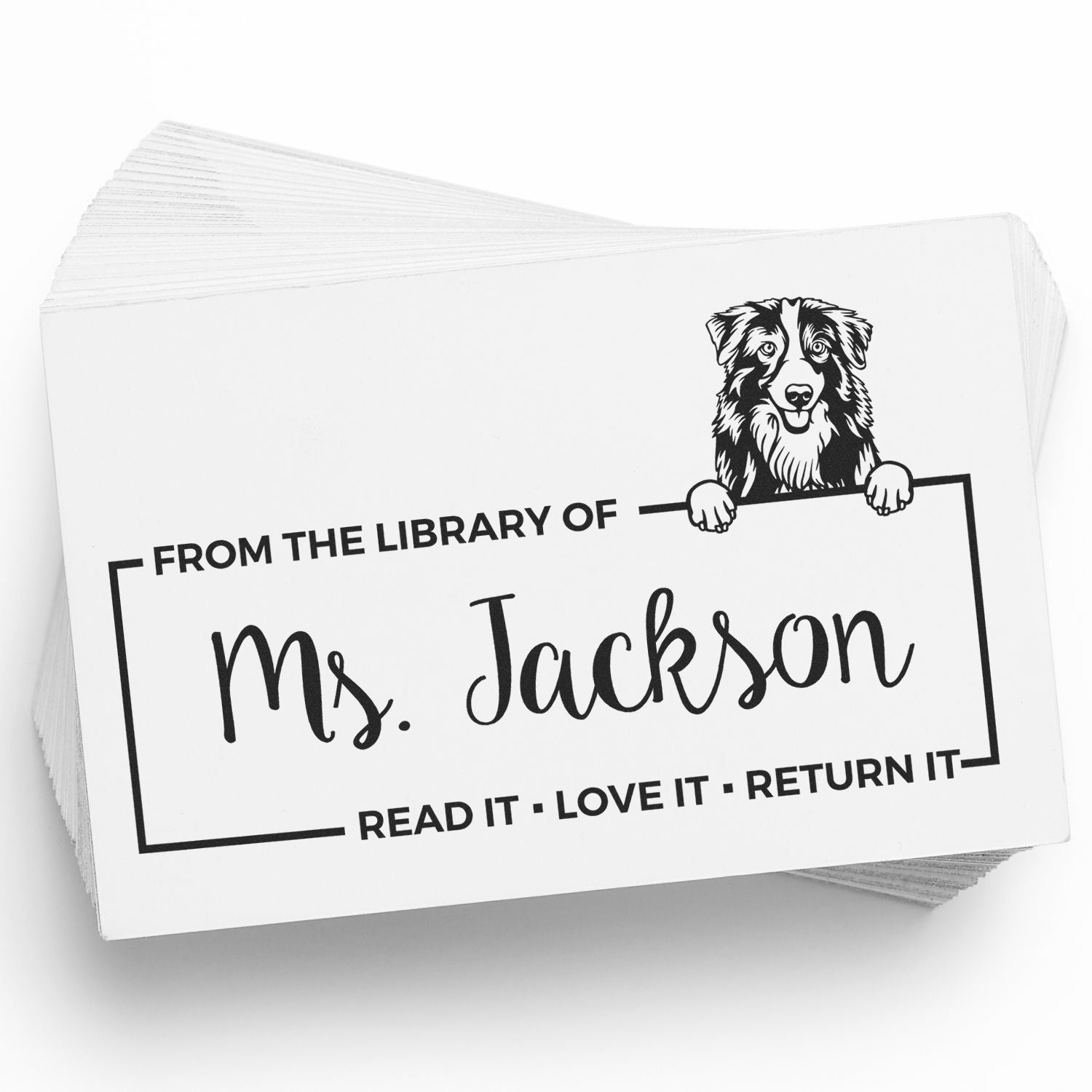 Australian Shepherd Custom Book Stamper - Engineer Seal Stamps