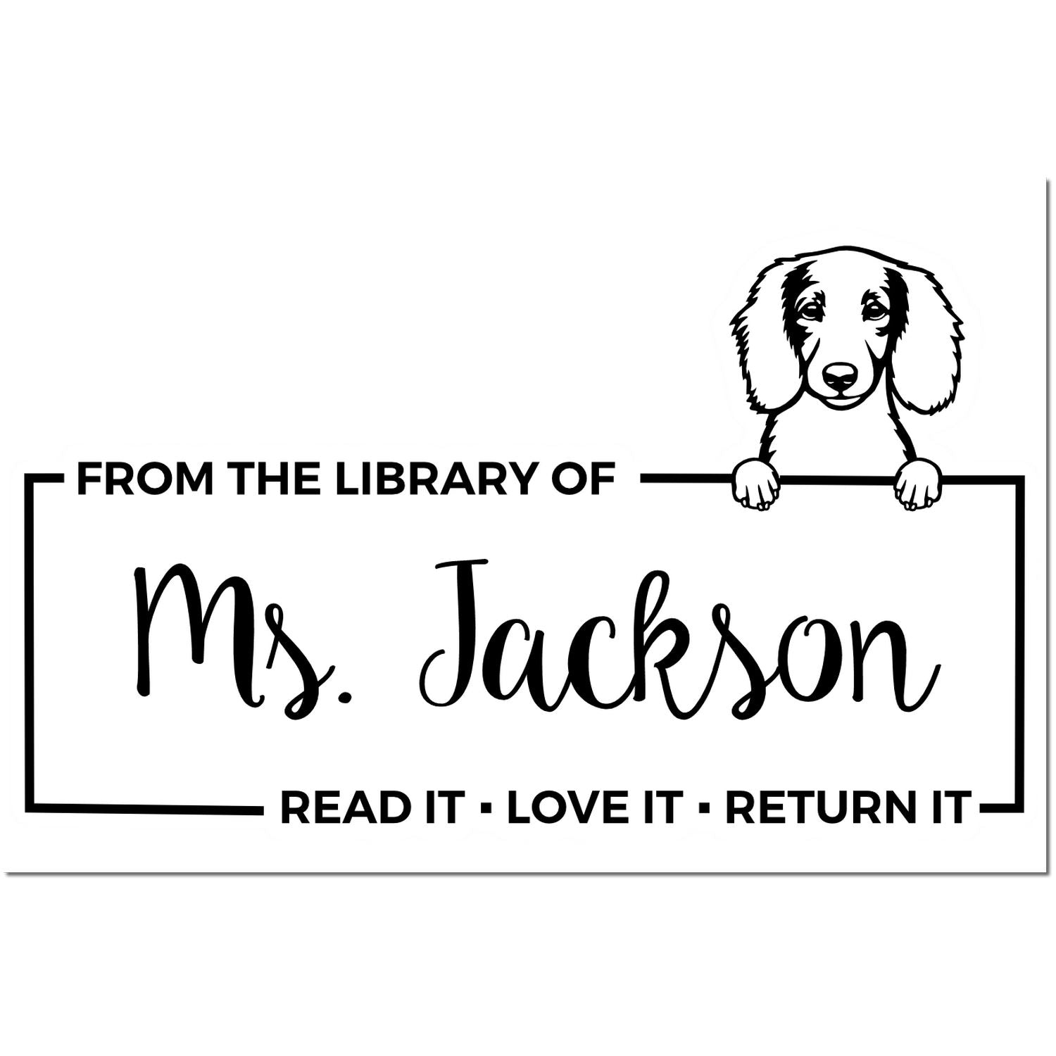 Longhaired Dachshund Custom Dog-Themed Bookplate ? Stamp - Engineer Seal Stamps