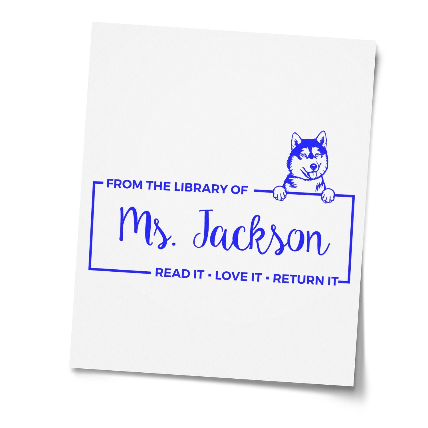 Siberian Husky Custom Book Personalization Tool Stamper