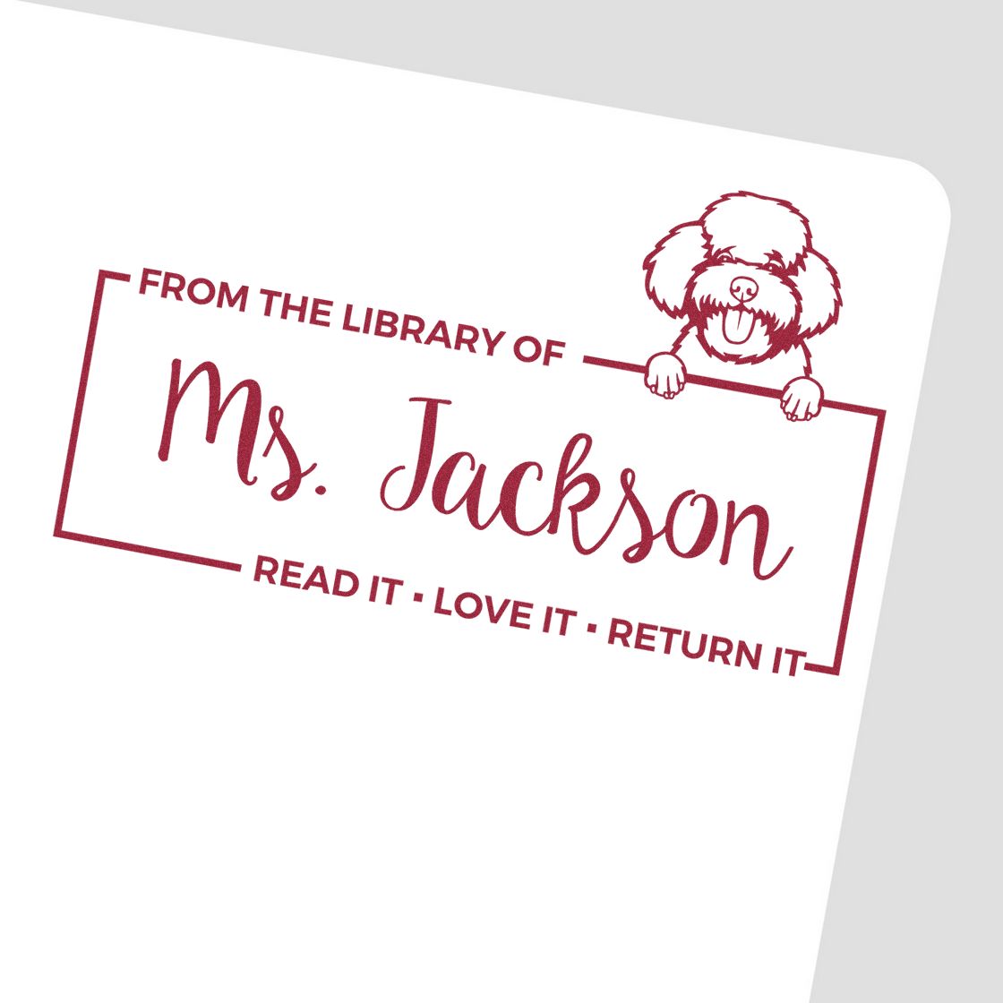 Toy Poodle Custom Library Tools For Classroom Stamp