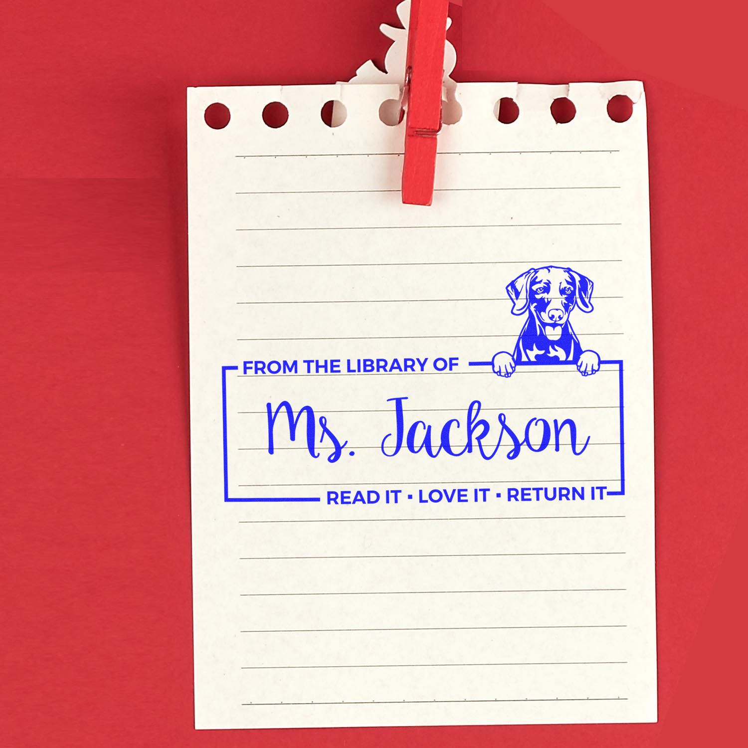 Weimaraner Custom Library Personalization Stamp