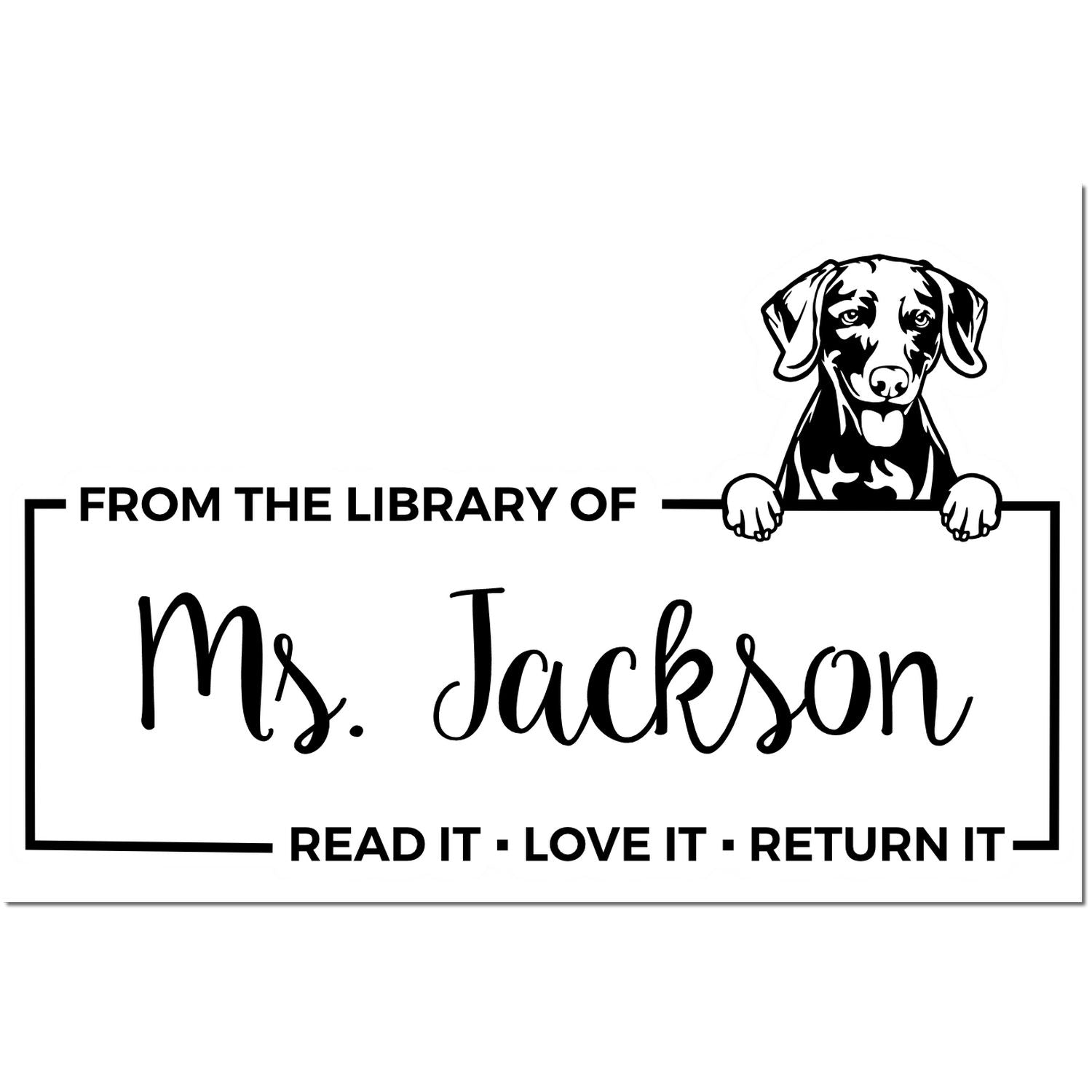 Weimaraner Custom Library Personalization Stamp