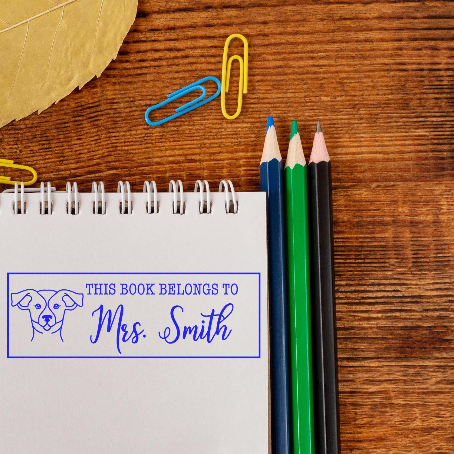 Self-Inking Russell Outline Personalized Book Identification Stamp - Engineer Seal Stamps