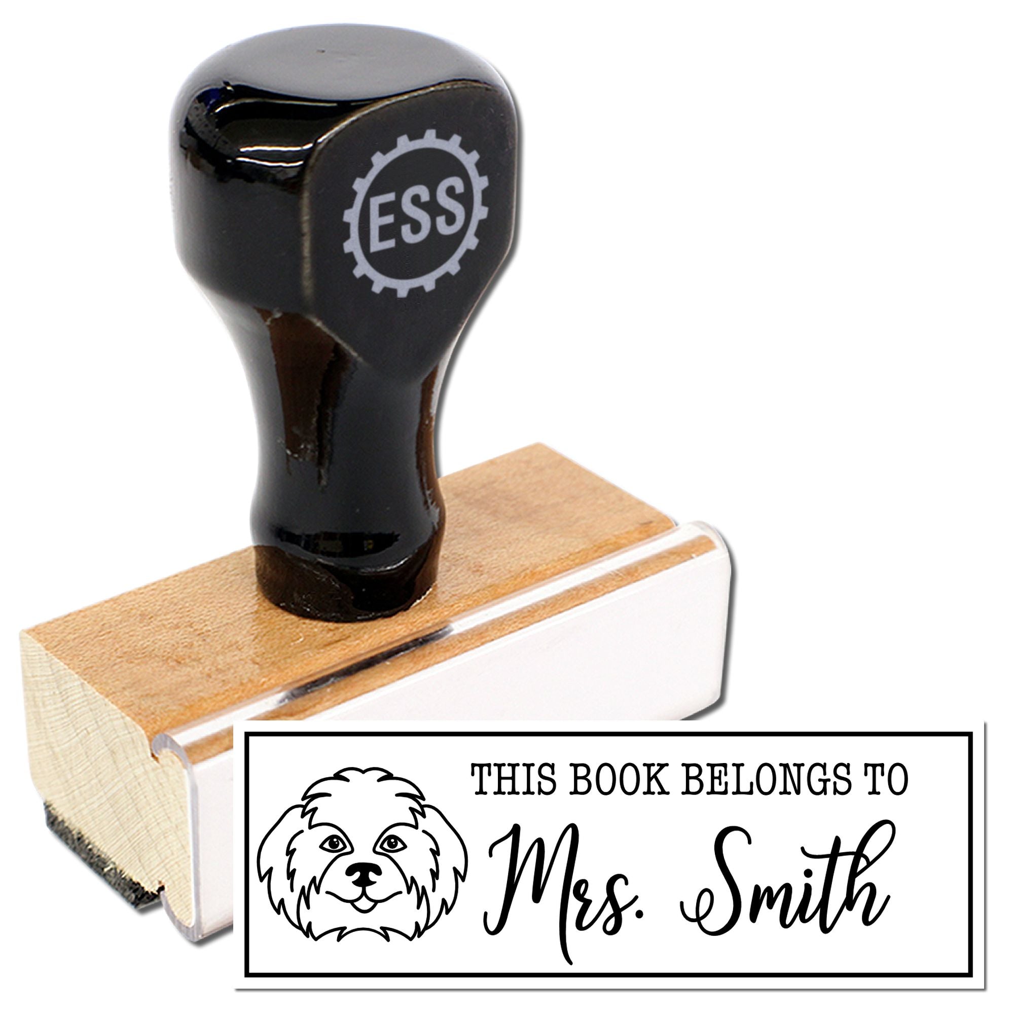 Wood Handle Shih Tzu Custom BookStamp