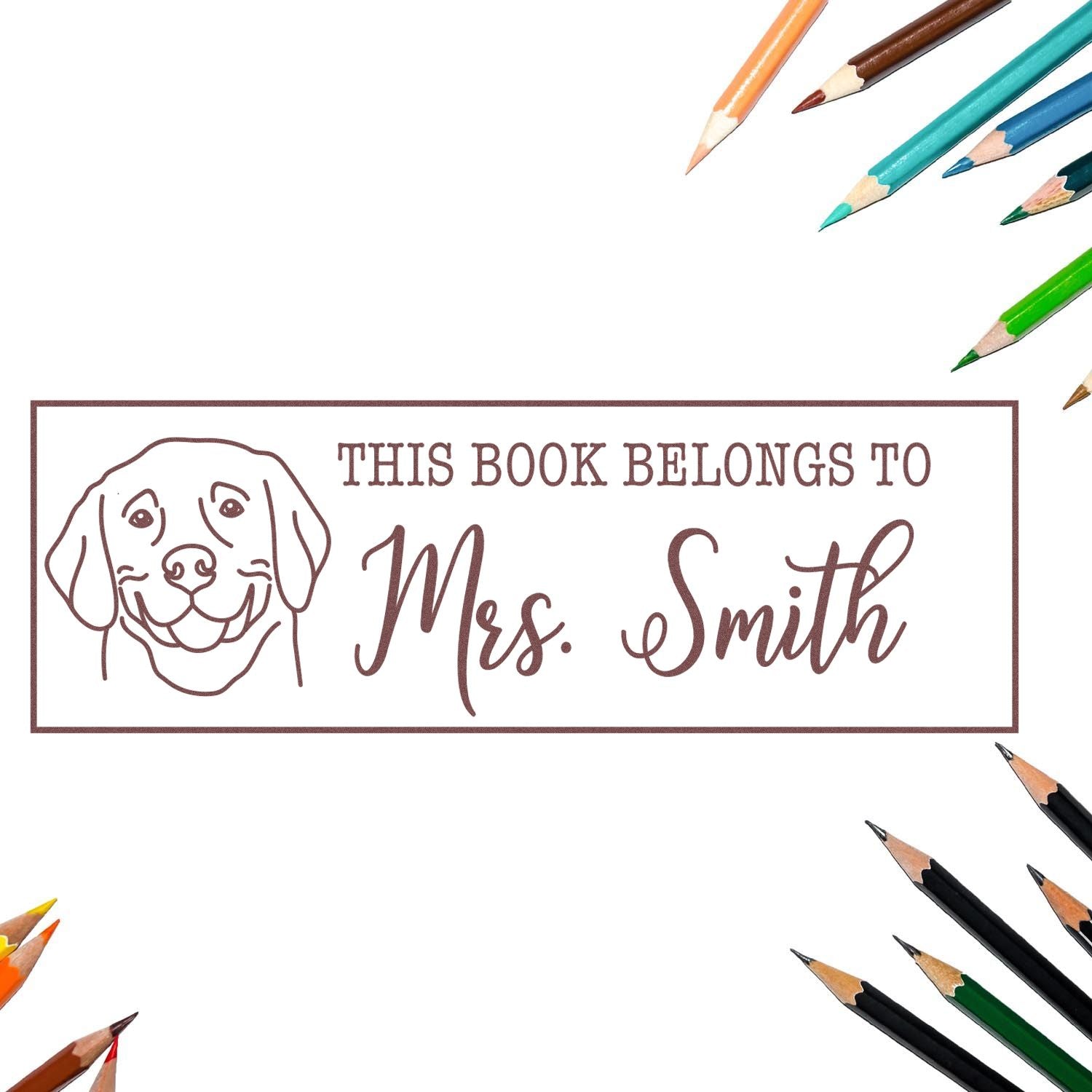 PSI Pre-Inked Weimaraner Dog Outline Personalized Book Belongs To Stamp - Engineer Seal Stamps
