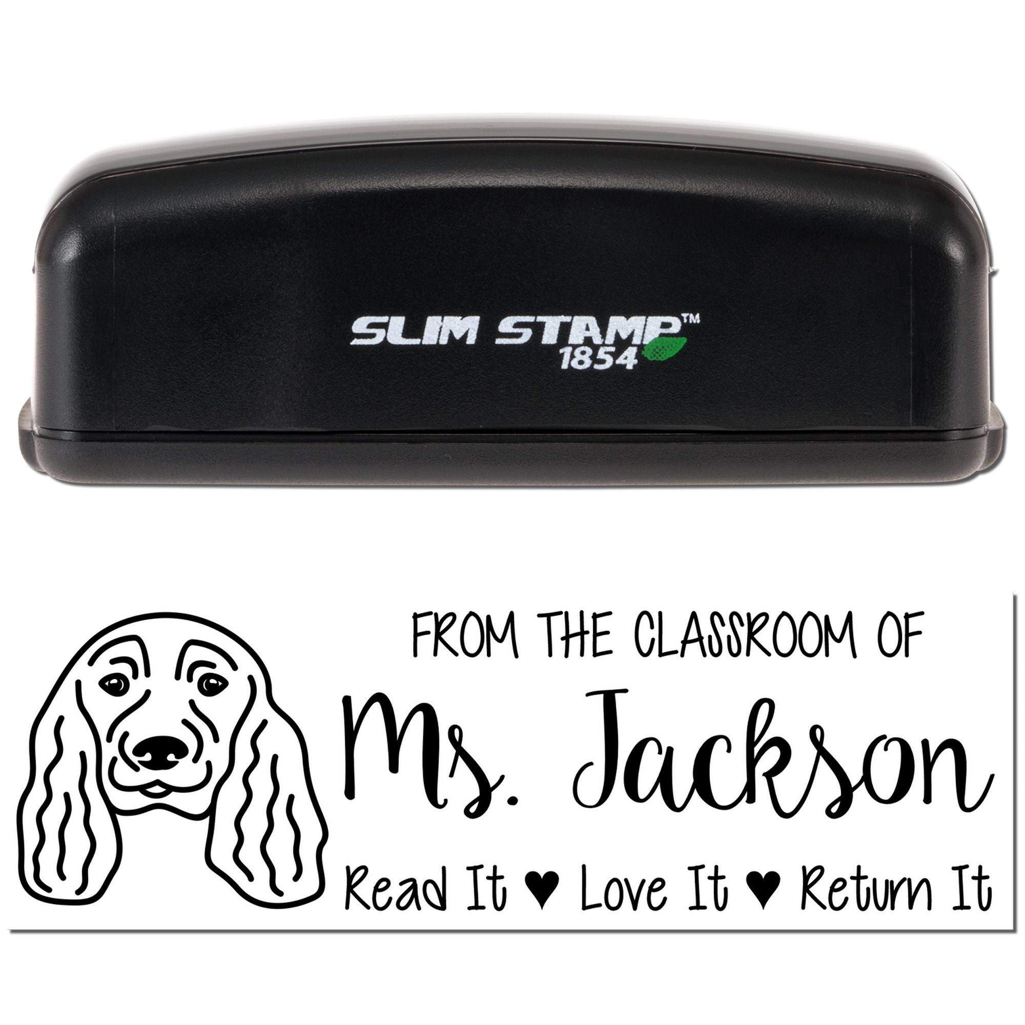 Pre-Inked English Cocker Spaniel Outline Custom Made Read It Return It Stamp - Engineer Seal Stamps