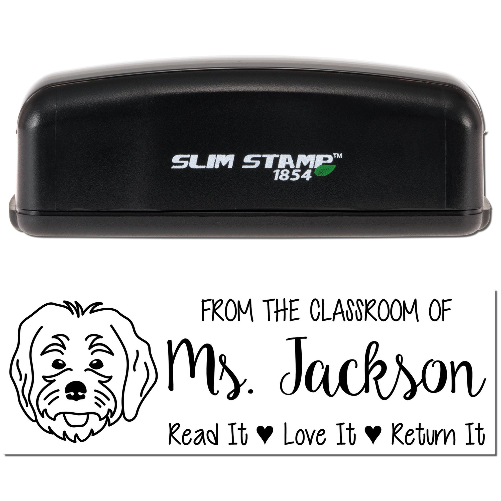 Pre-Inked Labradoodle Outline Custom Teacher Classroom Stamp - Engineer Seal Stamps