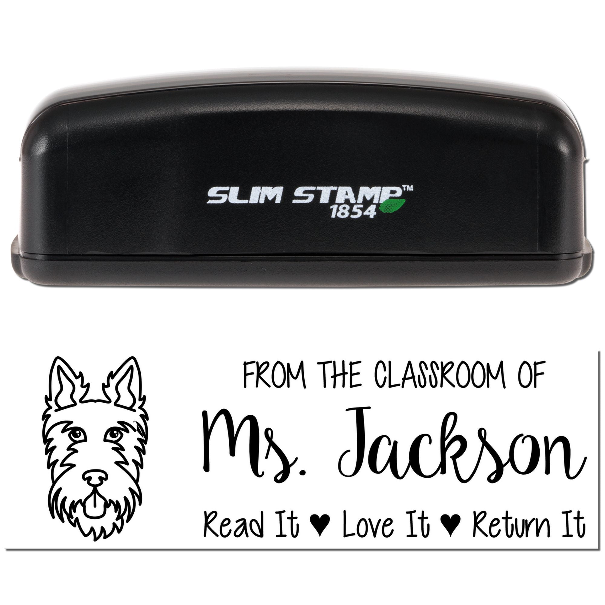 Pre-Inked Scottie Outline Personalized Book Nook Stamp - Engineer Seal Stamps