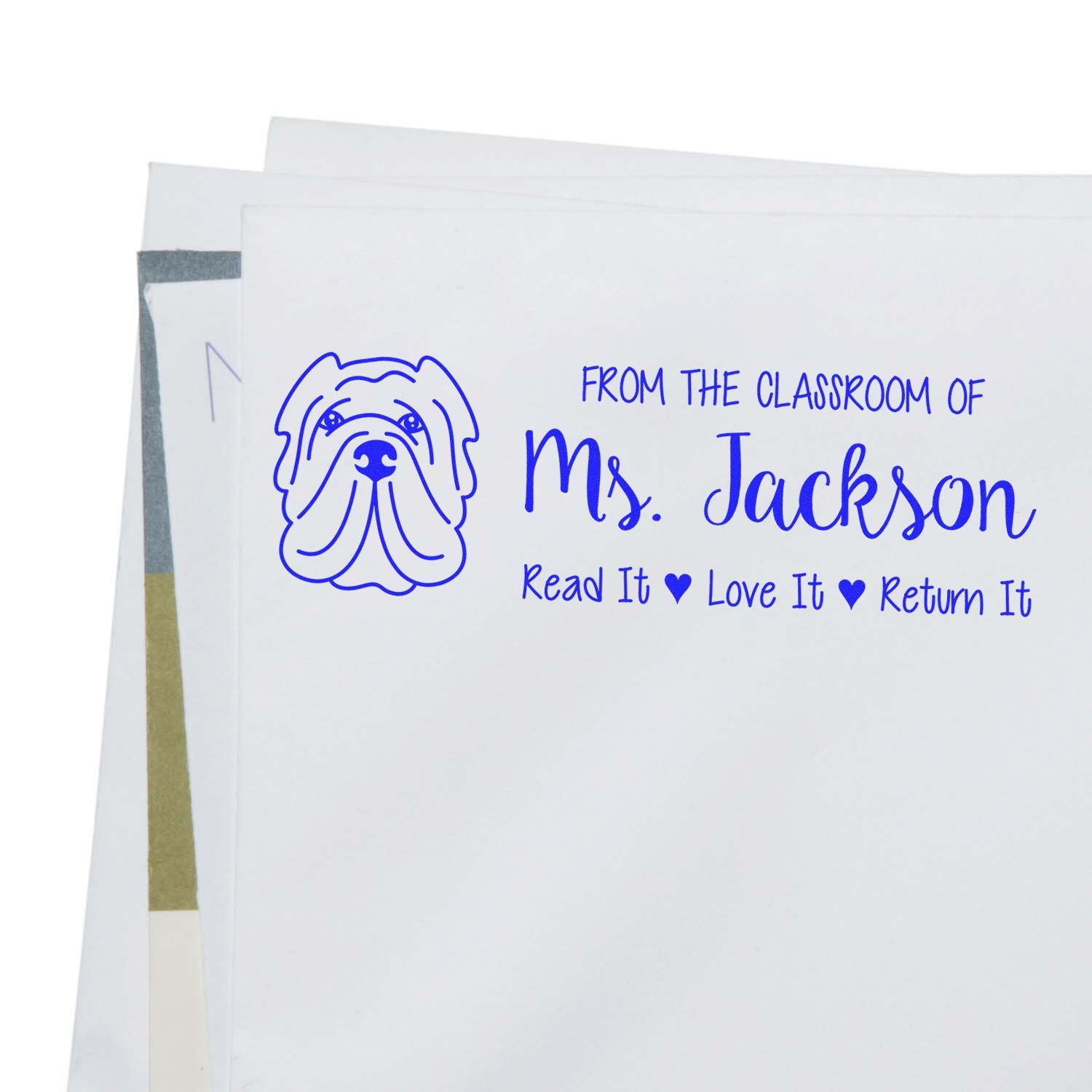 Self-Inking Customized This Book Belongs To Stamp with Sharpei Image - Engineer Seal Stamps