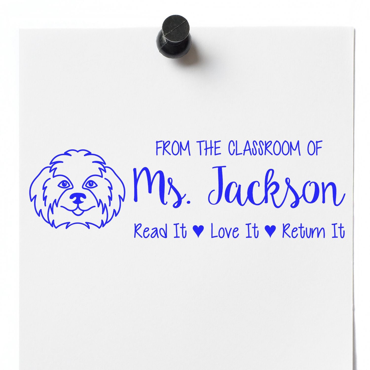 Pre-Inked Shih Tzu Outline Personalized Teacher Library Book Stamp