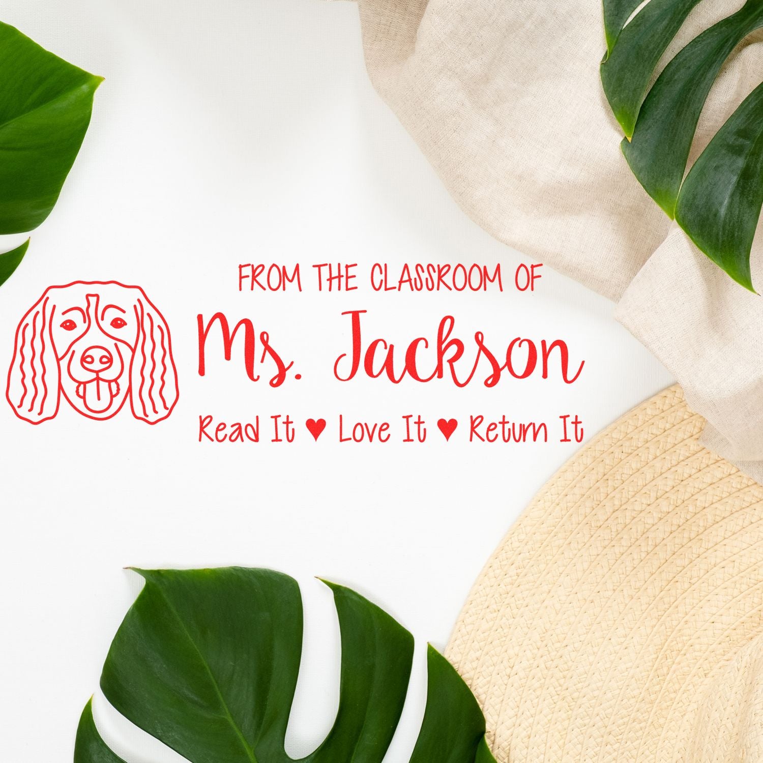 Pre-Inked Springer Spaniel Outline Personalized Read It Love It Return It Stamp - Engineer Seal Stamps