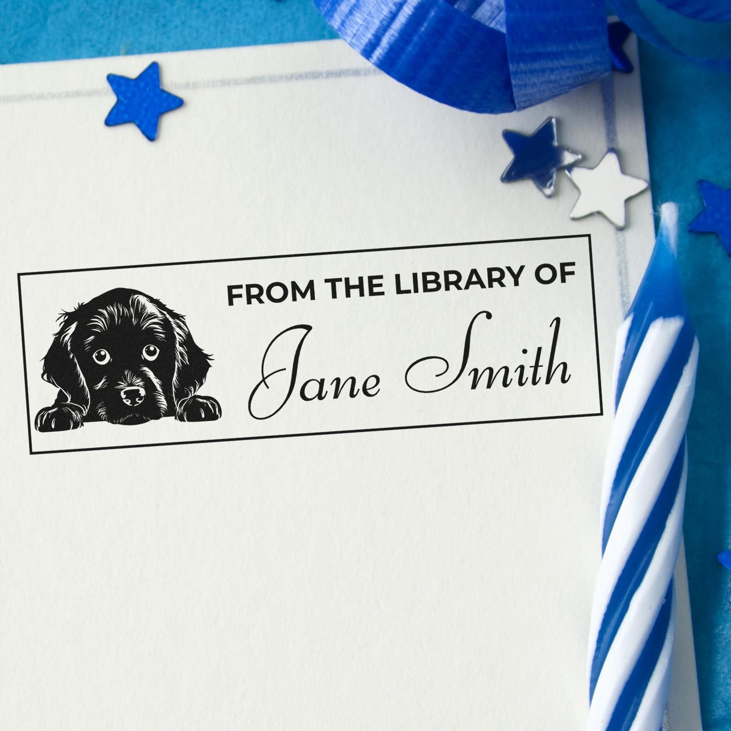 Wood Handle Boykin Spaniel Personalized Book Stamp With Name - Engineer Seal Stamps
