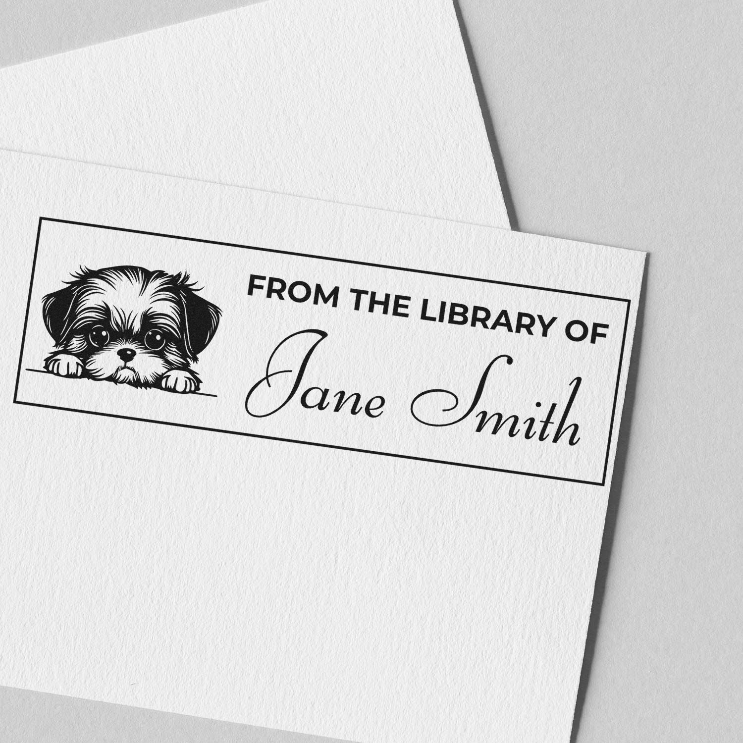 Slim Shih Tzu Personalized Book Stamp With Name