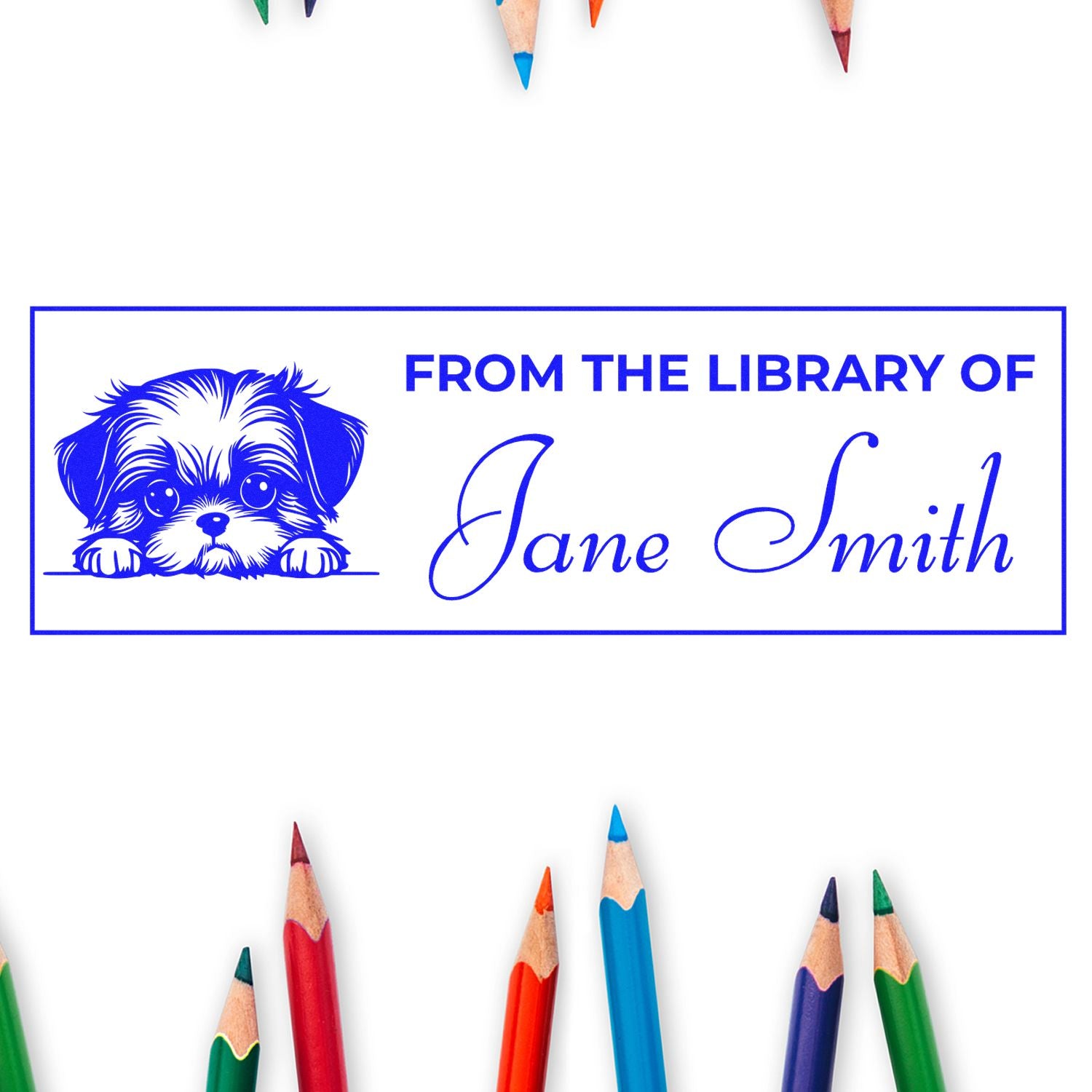 Pre-Inked Shih Tzu Personalized Book Stamps