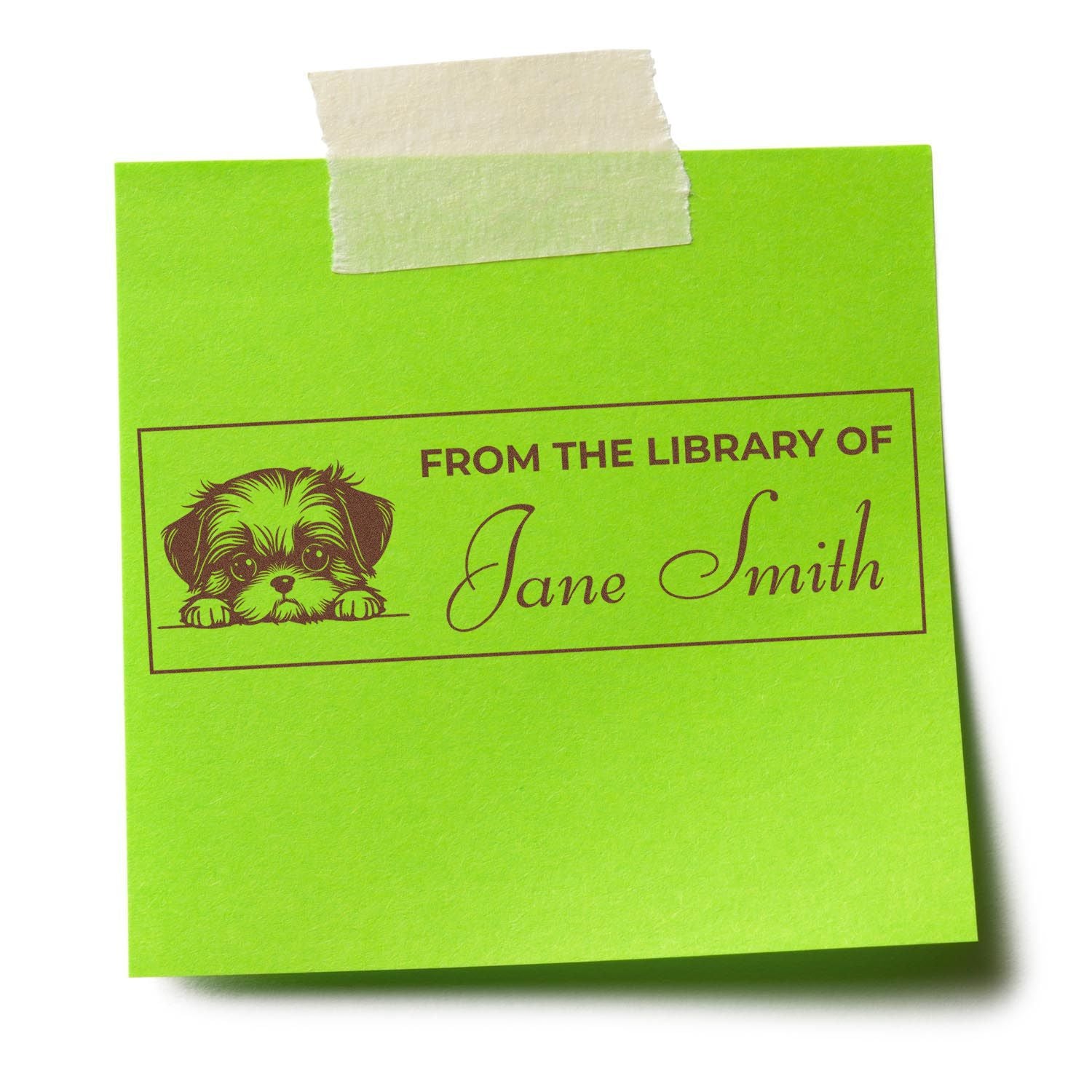 Slim Shih Tzu Personalized Book Stamp With Name