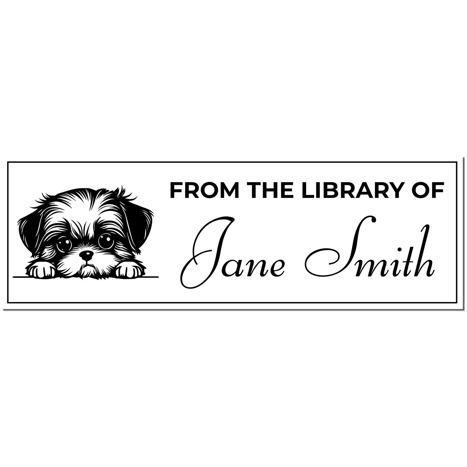 Slim Shih Tzu Personalized Book Stamp With Name