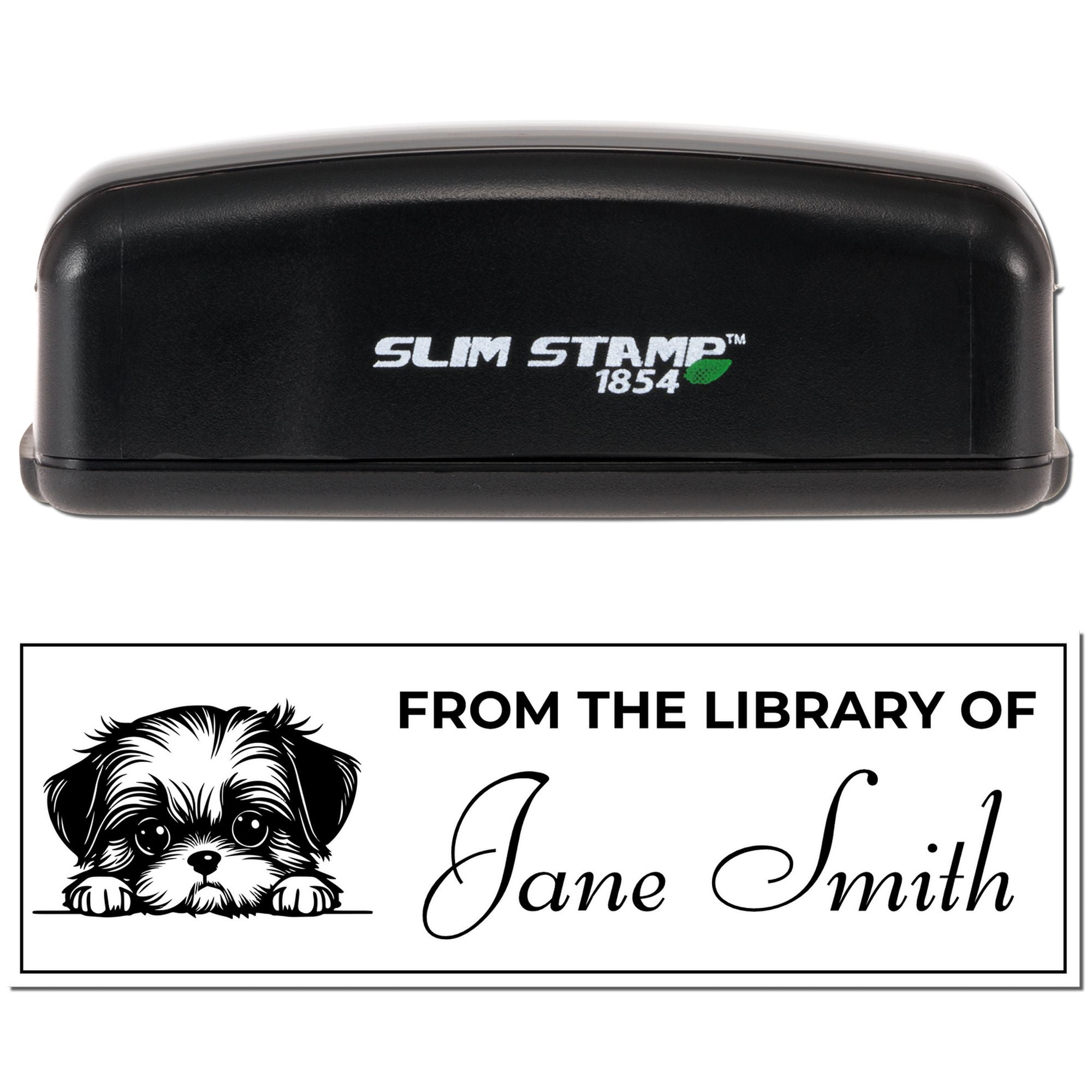 Slim Shih Tzu Personalized Book Stamp With Name