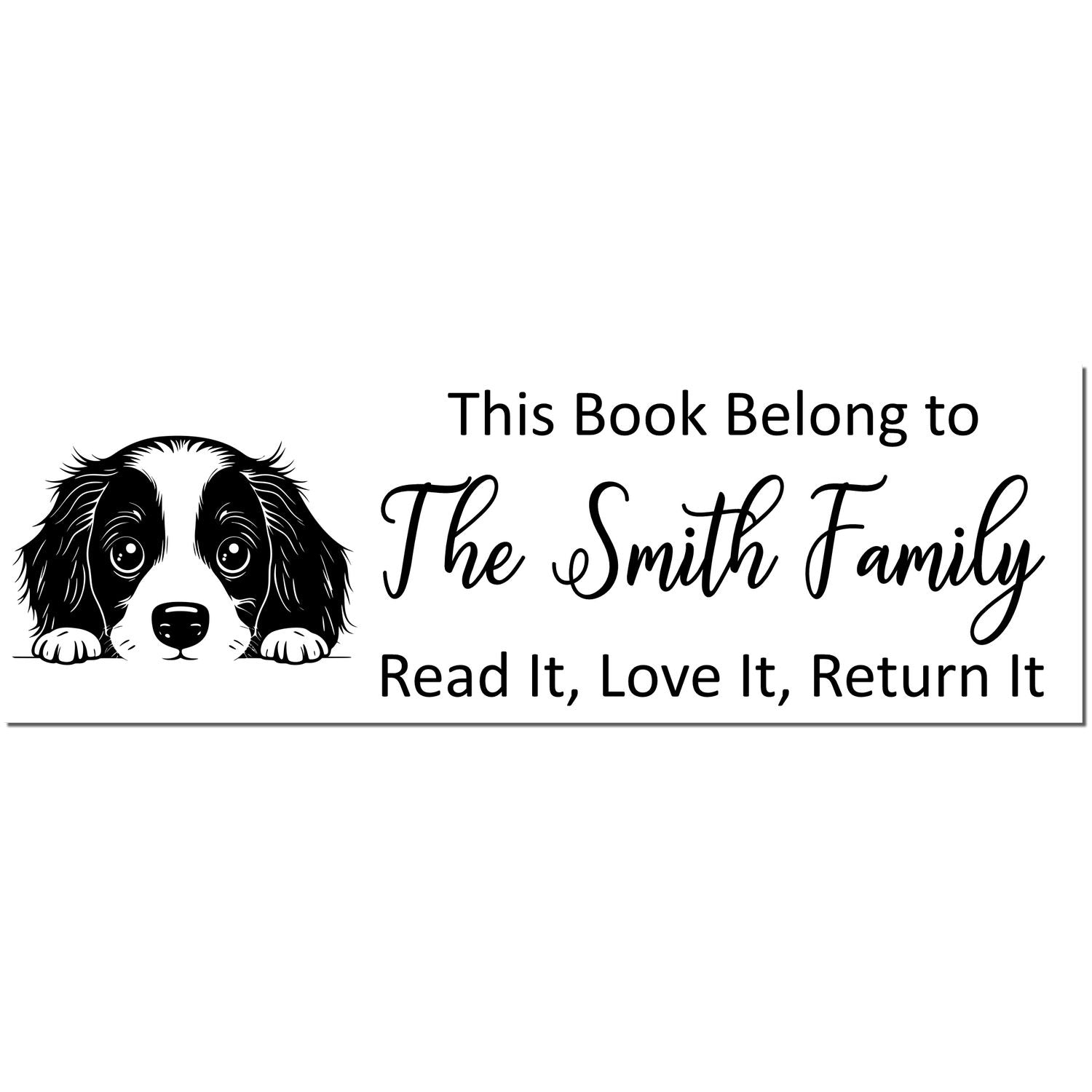 English Springer Spaniel Custom Puppy Ex Libris Rubber Stamp