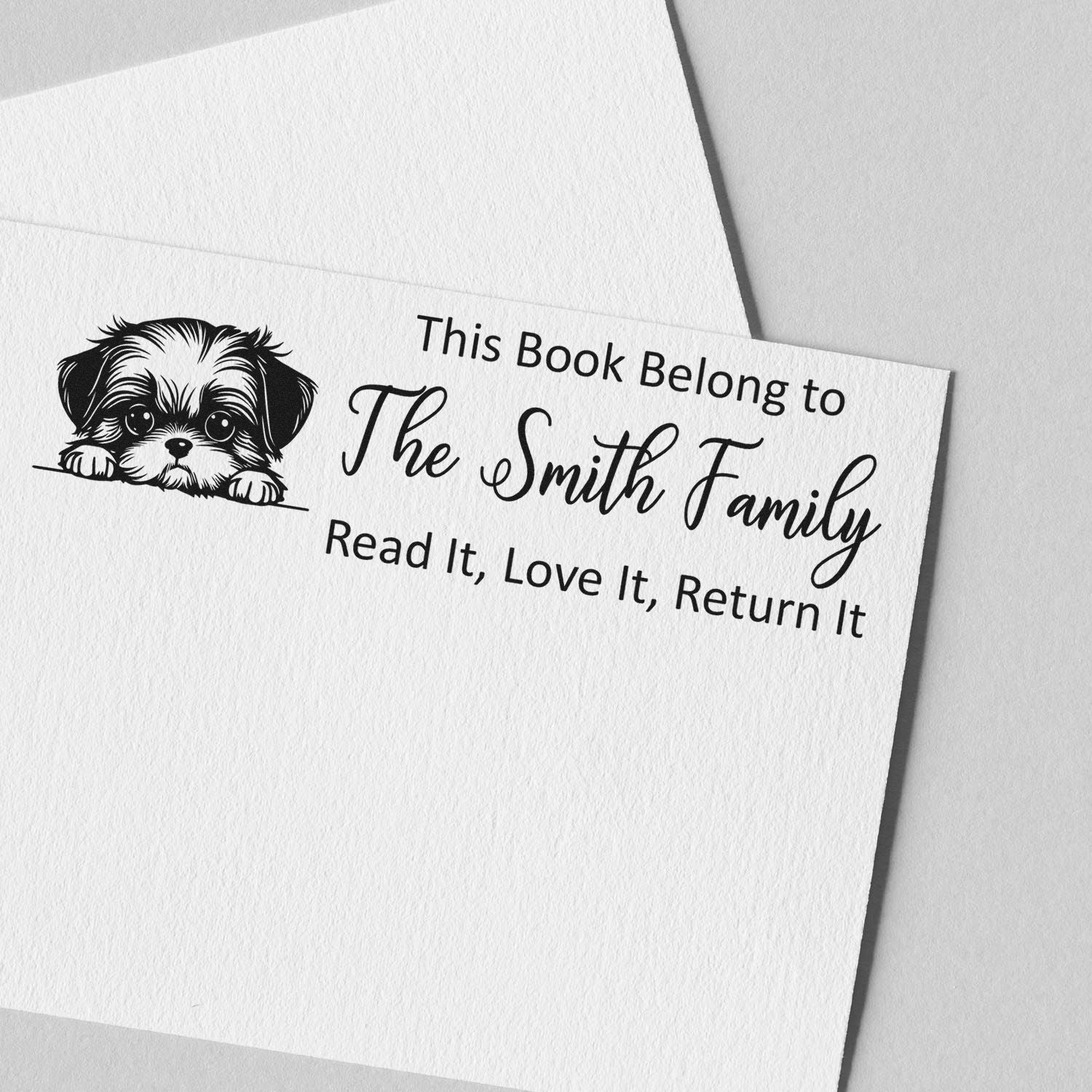 Self-Inking Shih Tzu Personalized Dog-Themed Ex Libris Stamp