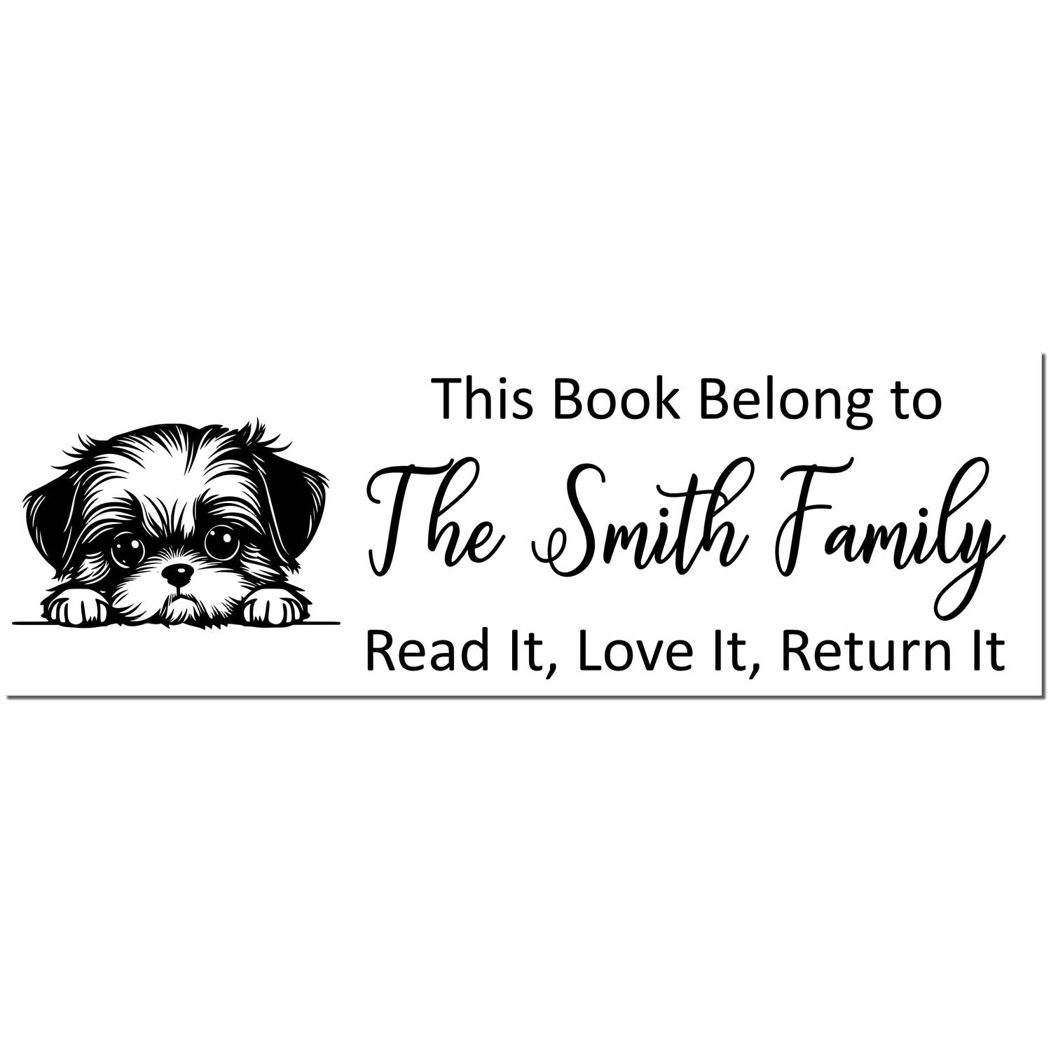 Pre-Inked Shih Tzu Personalizable Dog Bookplate Stamp