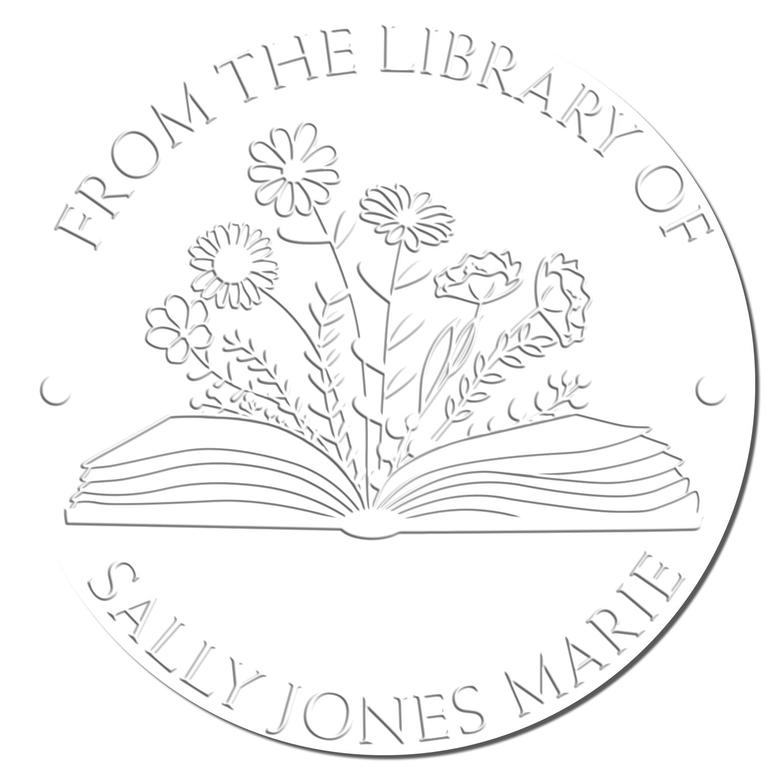 Desk Open Book with Wild Flowers Custom Made Bookworm Embossing Stamp - Engineer Seal Stamps