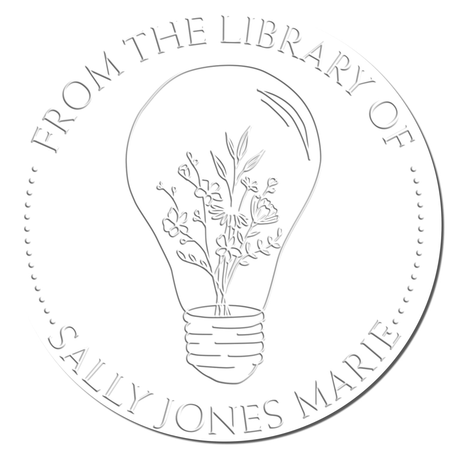 Hybrid Flowers inside a Light Bulb Custom Made Book Library Embosser - Engineer Seal Stamps