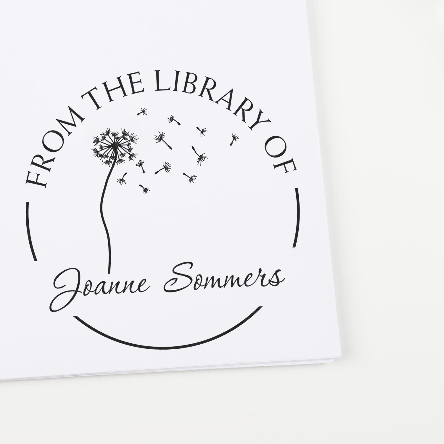 Wood Handle Blowing Dandelions Custom Bookplate Stamper - Engineer Seal Stamps